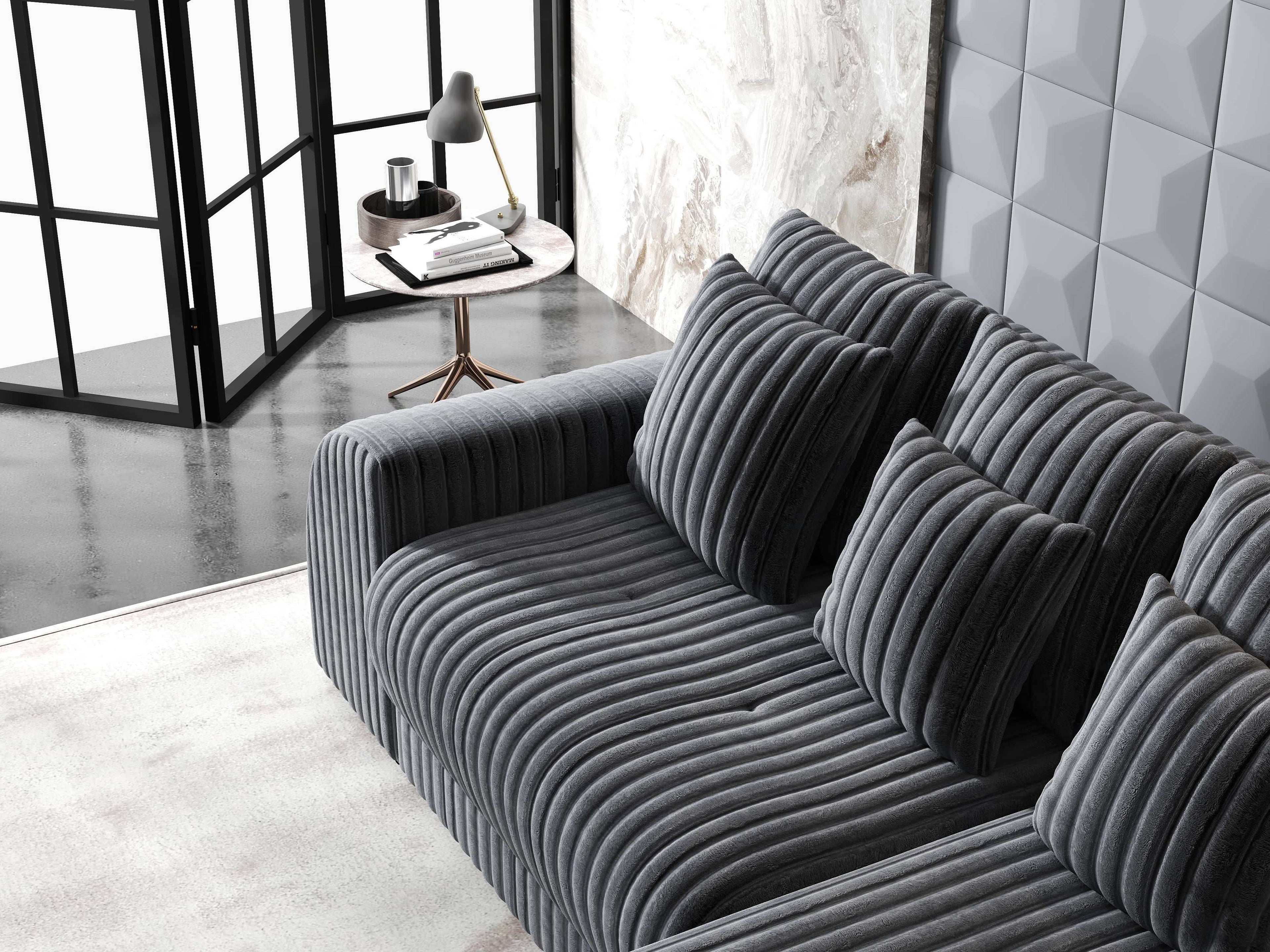 Colțar extensibil dumonde cu ladă de depozitare si sezut confortabil din spuma high-density, Verona Ambience Gri II 290x185 cm