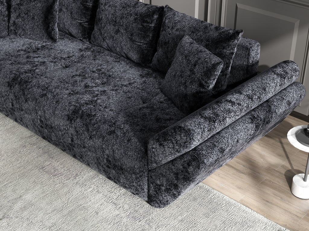 Canapea extensibilă dumonde cu ladă de depozitare si sezut confortabil din spuma high-density, Berlin Euphoria Black 250x100 cm
