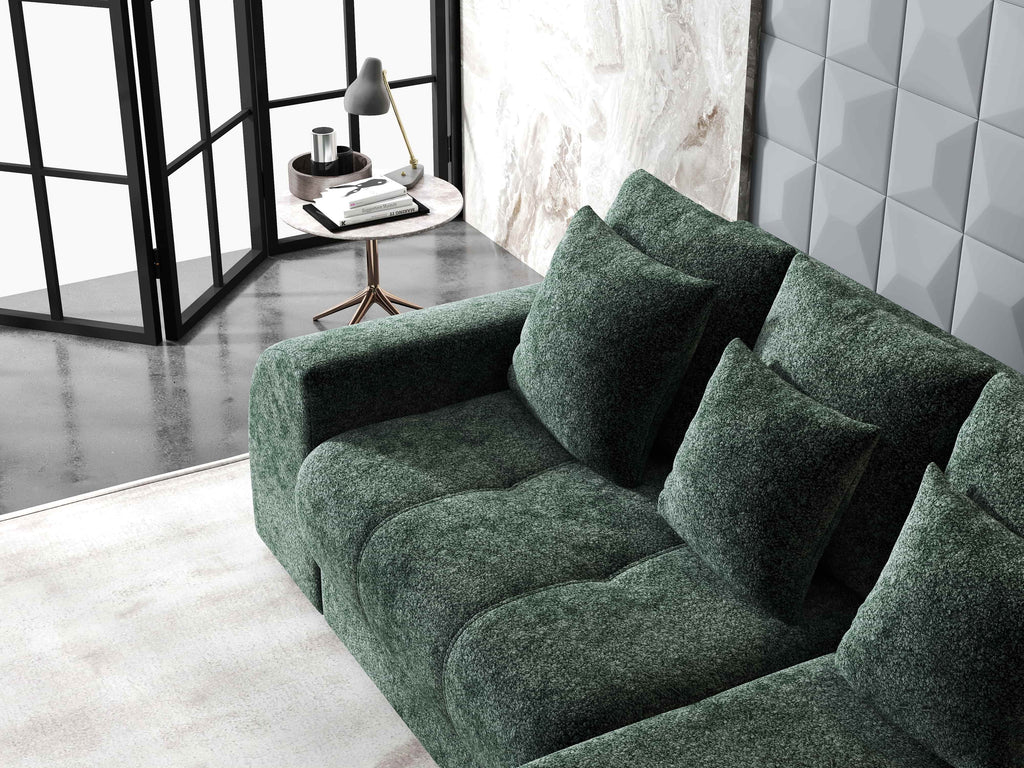 Colțar extensibil dumonde cu ladă de depozitare si sezut confortabil din spuma high-density, Verona Euphoria Verde II 290x185 cm