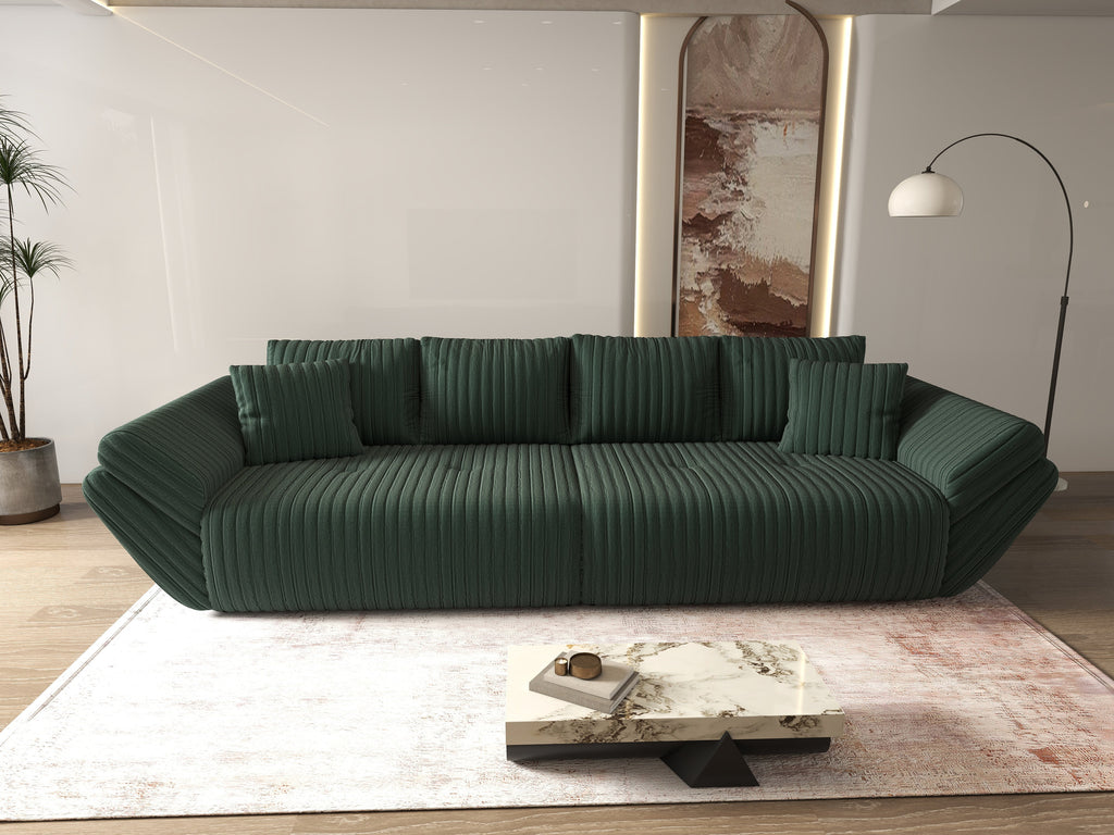 Canapea extensibilă dumonde cu ladă de depozitare si sezut confortabil din spuma high-density, Berlin Ambience Green 300x100 cm