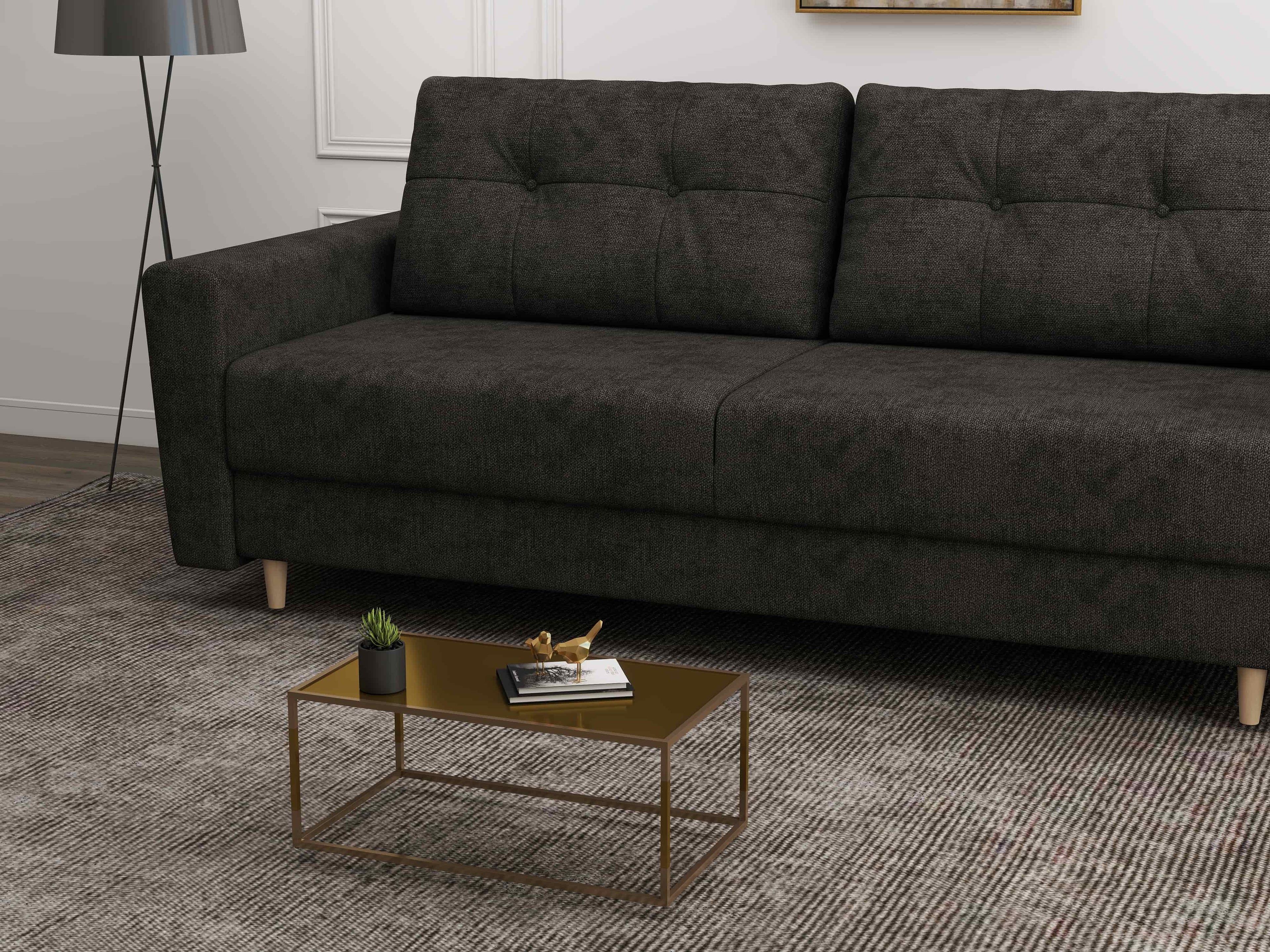 Canapea extensibilă dumonde cu ladă de depozitare si sezut confortabil din spuma high-density, Summer Enjoy Negru 225x100 cm