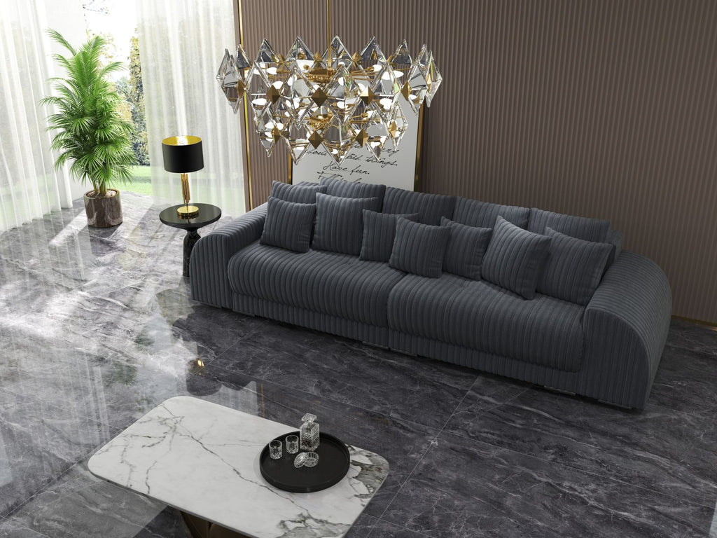Canapea extensibilă dumonde cu 2 lăzi de depozitare si sezut confortabil din spuma high-density, Verona Ambience Grey 310x100 cm
