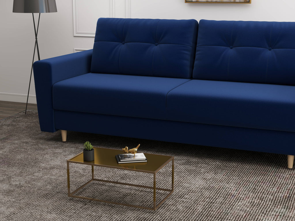 Canapea extensibilă dumonde cu ladă de depozitare si sezut confortabil din spuma high-density, Summer Royal Albastru 225x100 cm