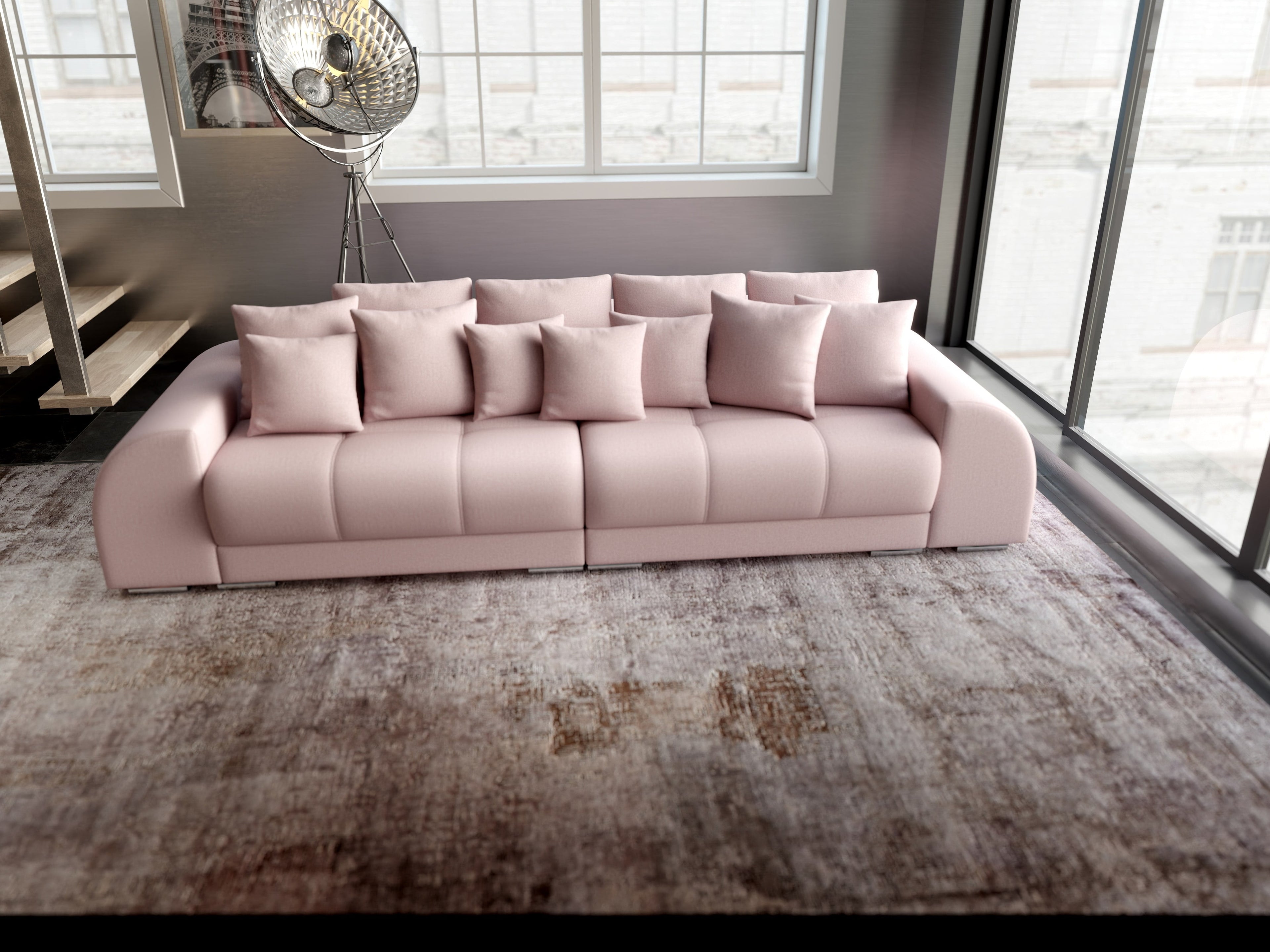 Canapea extensibilă dumonde cu 2 lăzi de depozitare si sezut confortabil din spuma high-density, Verona Enjoy Flamingo 310x100 cm
