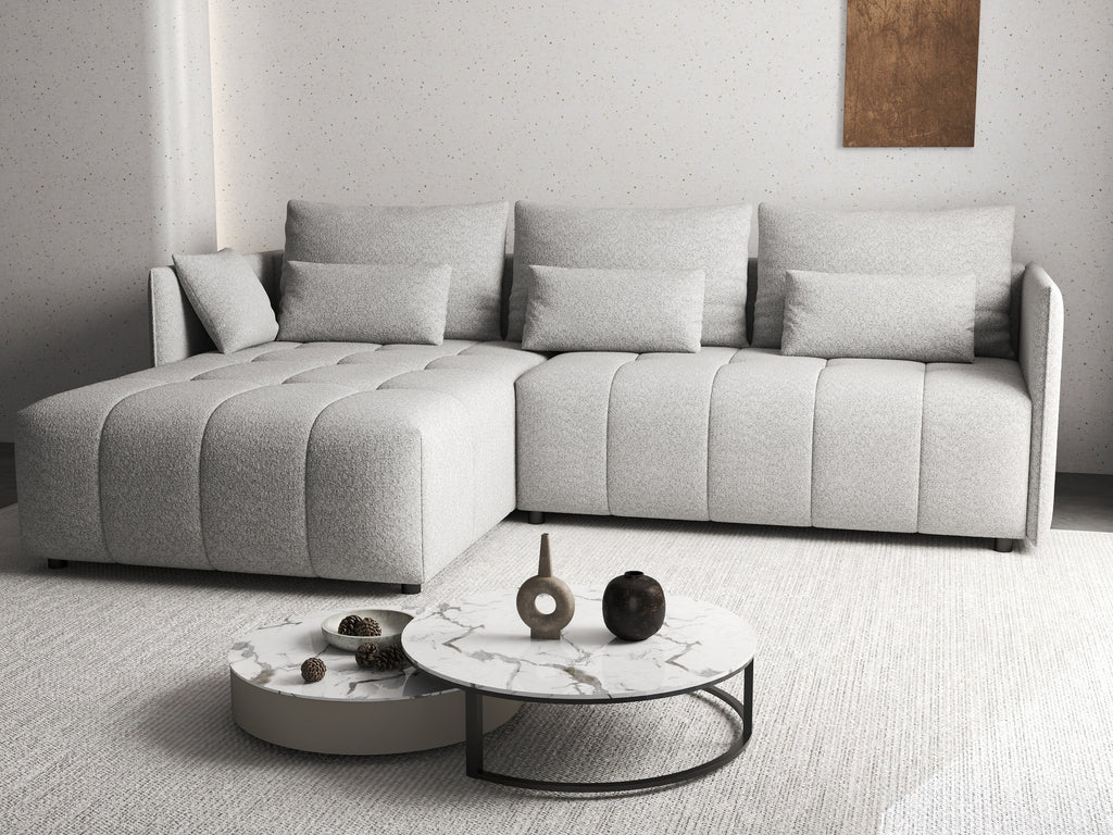Colțar extensibil dumonde cu ladă de depozitare si sezut confortabil din spuma high-density, Malta Euphoria Dove II 235x185 cm