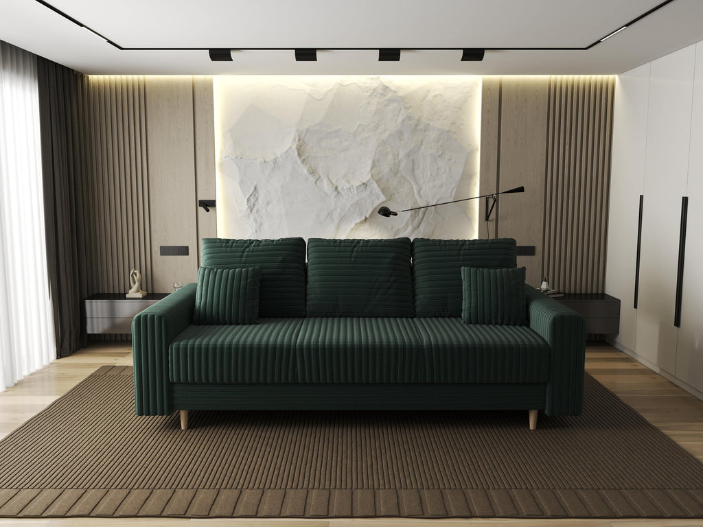Canapea extensibilă dumonde cu ladă de depozitare si sezut confortabil din spuma high-density, Kronos Ambience Verde 210x100 cm
