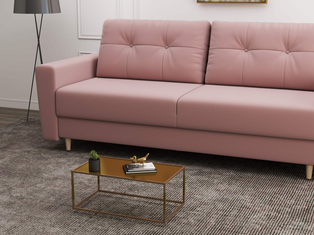 Canapea extensibilă dumonde cu ladă de depozitare si sezut confortabil din spuma high-density, Summer Royal Roz 225x100 cm