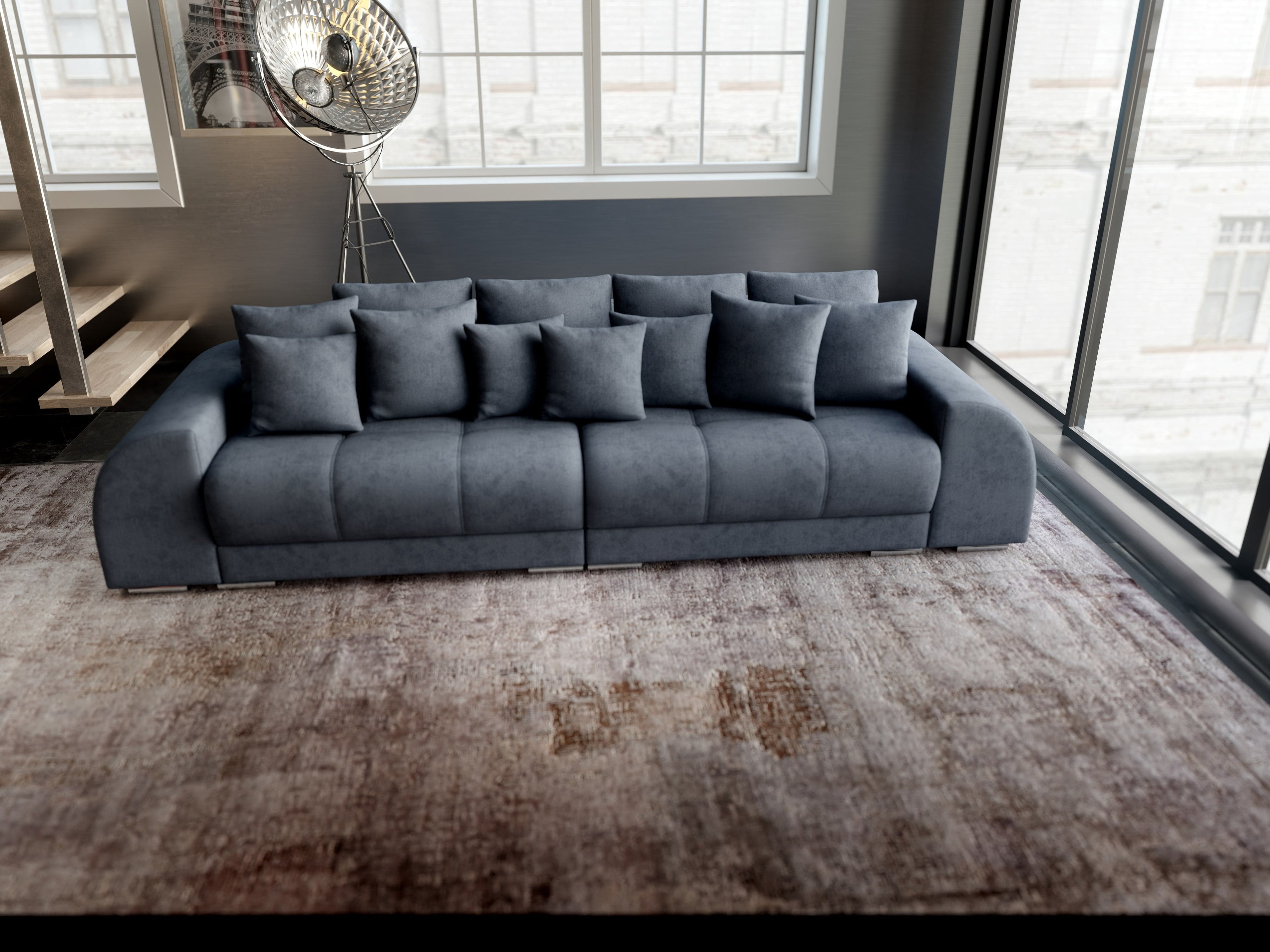 Canapea extensibilă dumonde cu 2 lăzi de depozitare si sezut confortabil din spuma high-density, Verona Enjoy Antracit 310x100 cm
