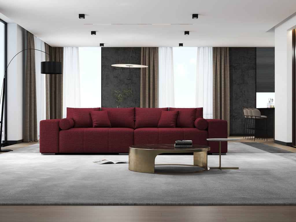 Canapea extensibilă dumonde cu ladă de depozitare si sezut confortabil din spuma high-density, Marbela Enjoy Rosu XXL 295x100 cm