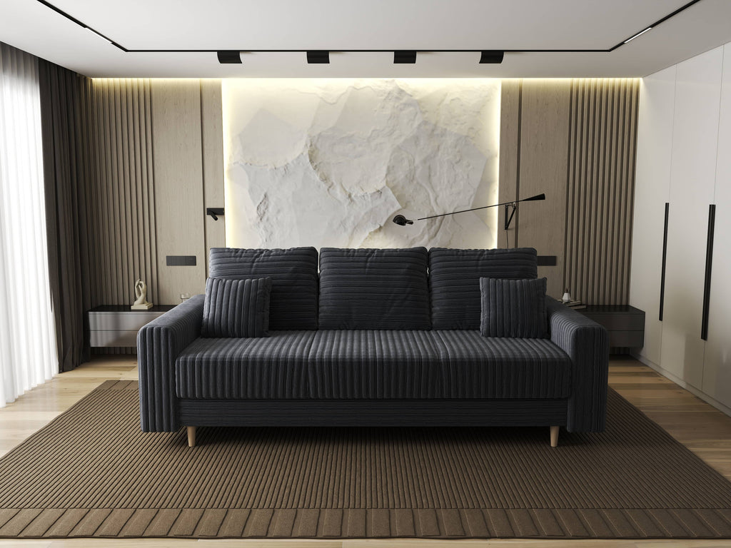 Canapea extensibilă dumonde cu ladă de depozitare si sezut confortabil din spuma high-density, Kronos Ambience Gri 210x100 cm