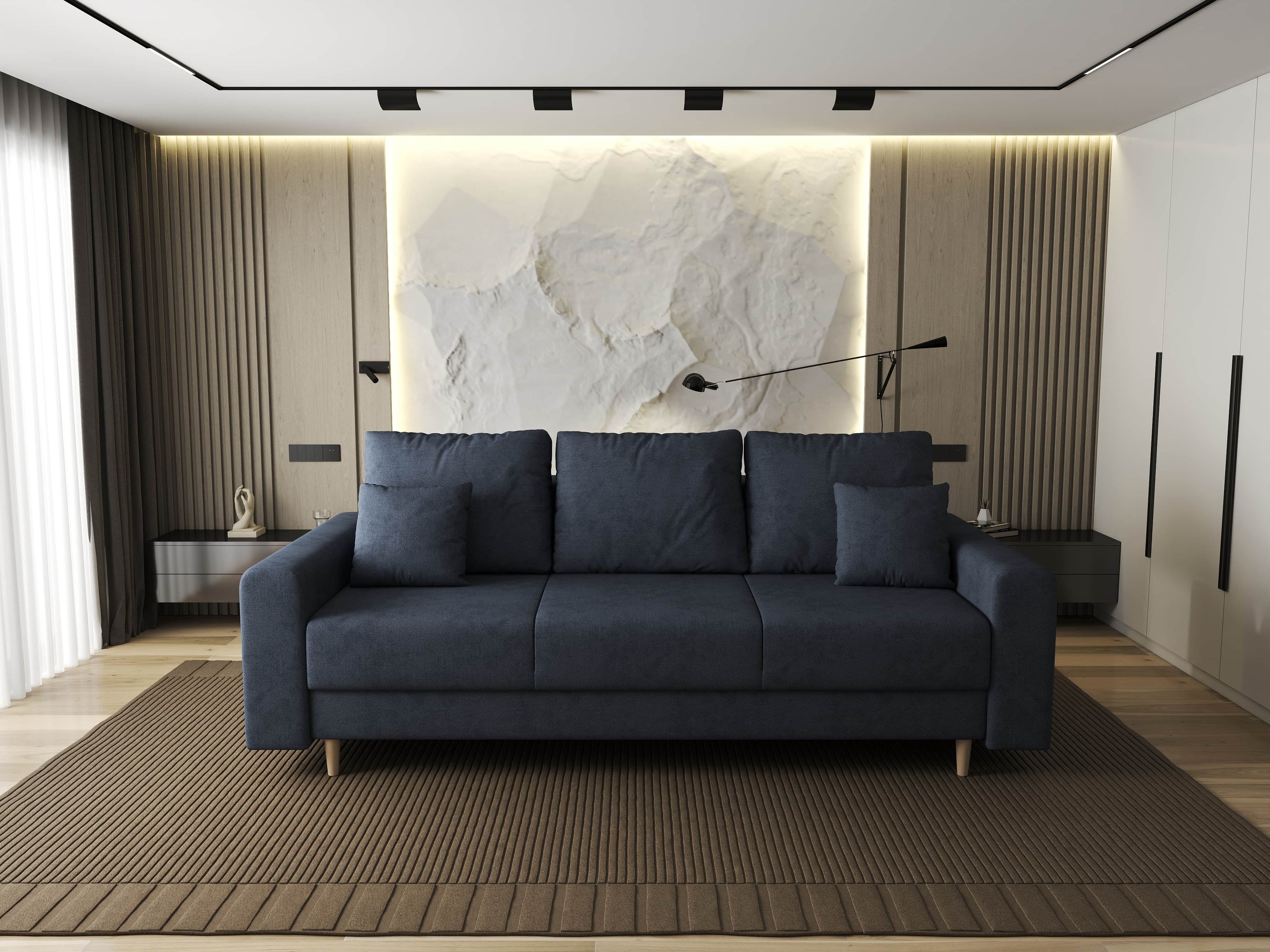 Canapea extensibilă dumonde cu ladă de depozitare si sezut confortabil din spuma high-density, Kronos Enjoy Antracit 210x100 cm