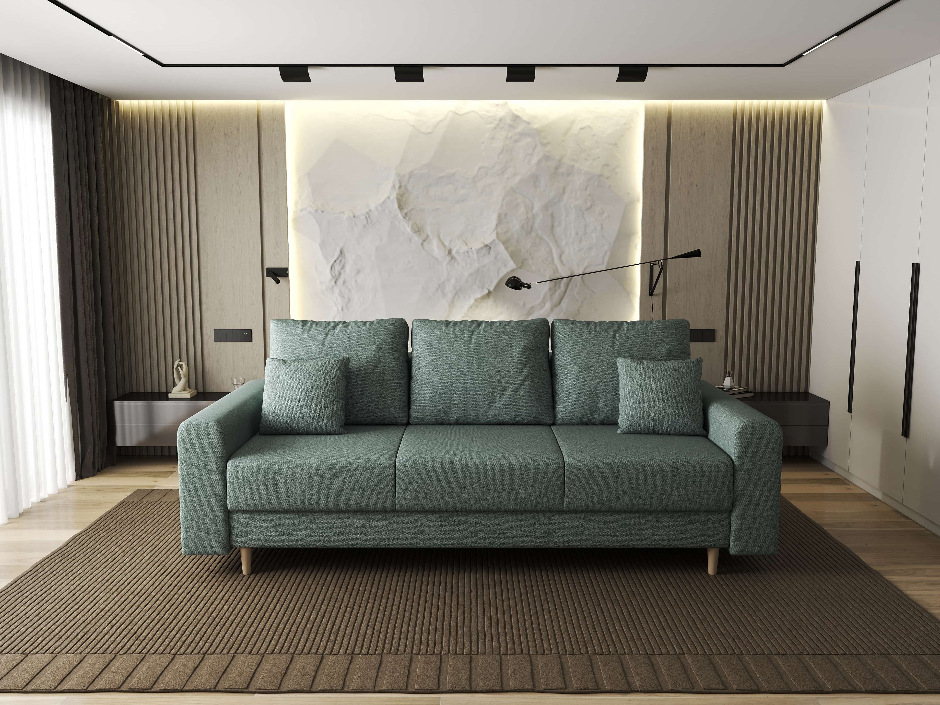 Canapea extensibilă dumonde cu ladă de depozitare si sezut confortabil din spuma high-density, Kronos Enjoy Mint 210x100 cm