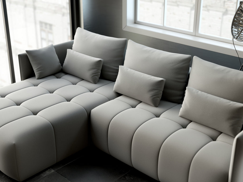 Colțar extensibil dumonde cu ladă de depozitare si sezut confortabil din spuma high-density, Malta Royal Grey 235x185 cm