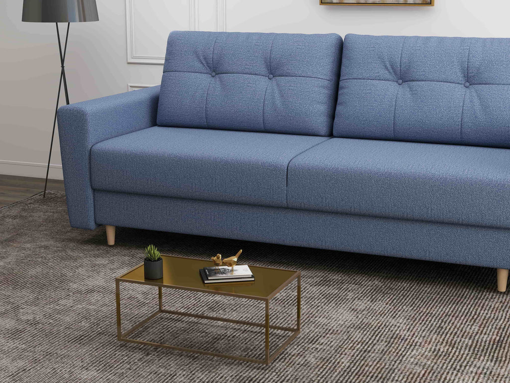 Canapea extensibilă dumonde cu ladă de depozitare si sezut confortabil din spuma high-density, Summer Enjoy Albastru 225x100 cm