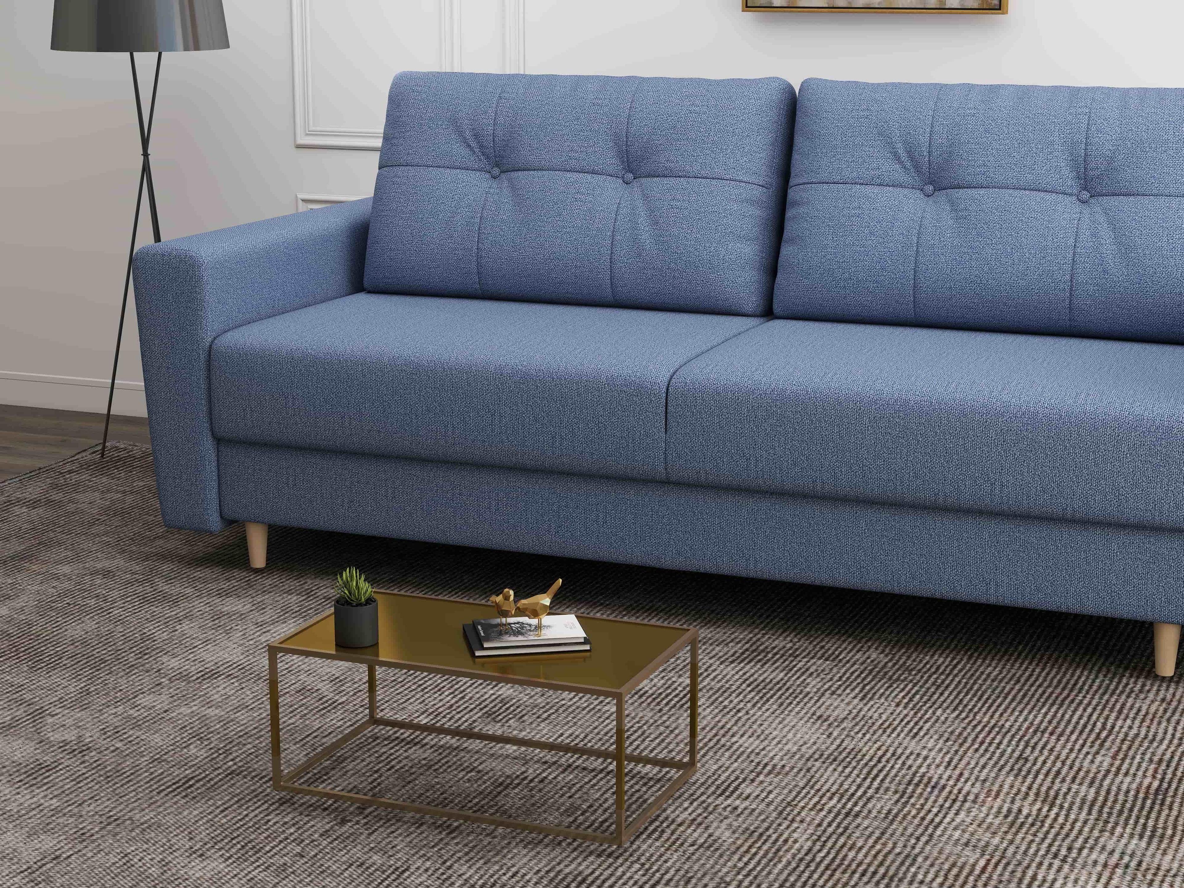 Canapea extensibilă dumonde cu ladă de depozitare si sezut confortabil din spuma high-density, Summer Enjoy Albastru 225x100 cm