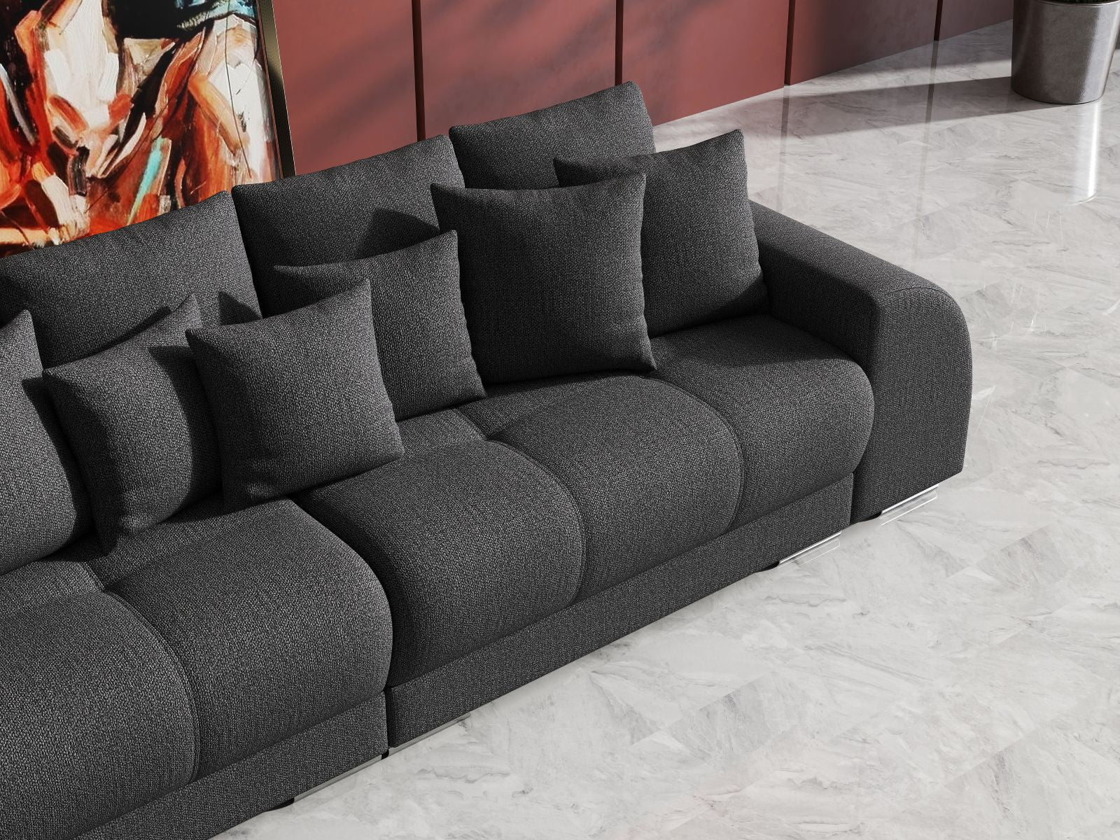 Canapea extensibilă dumonde cu 2 lăzi de depozitare si sezut confortabil din spuma high-density, Verona Enjoy Graphite 310x100 cm