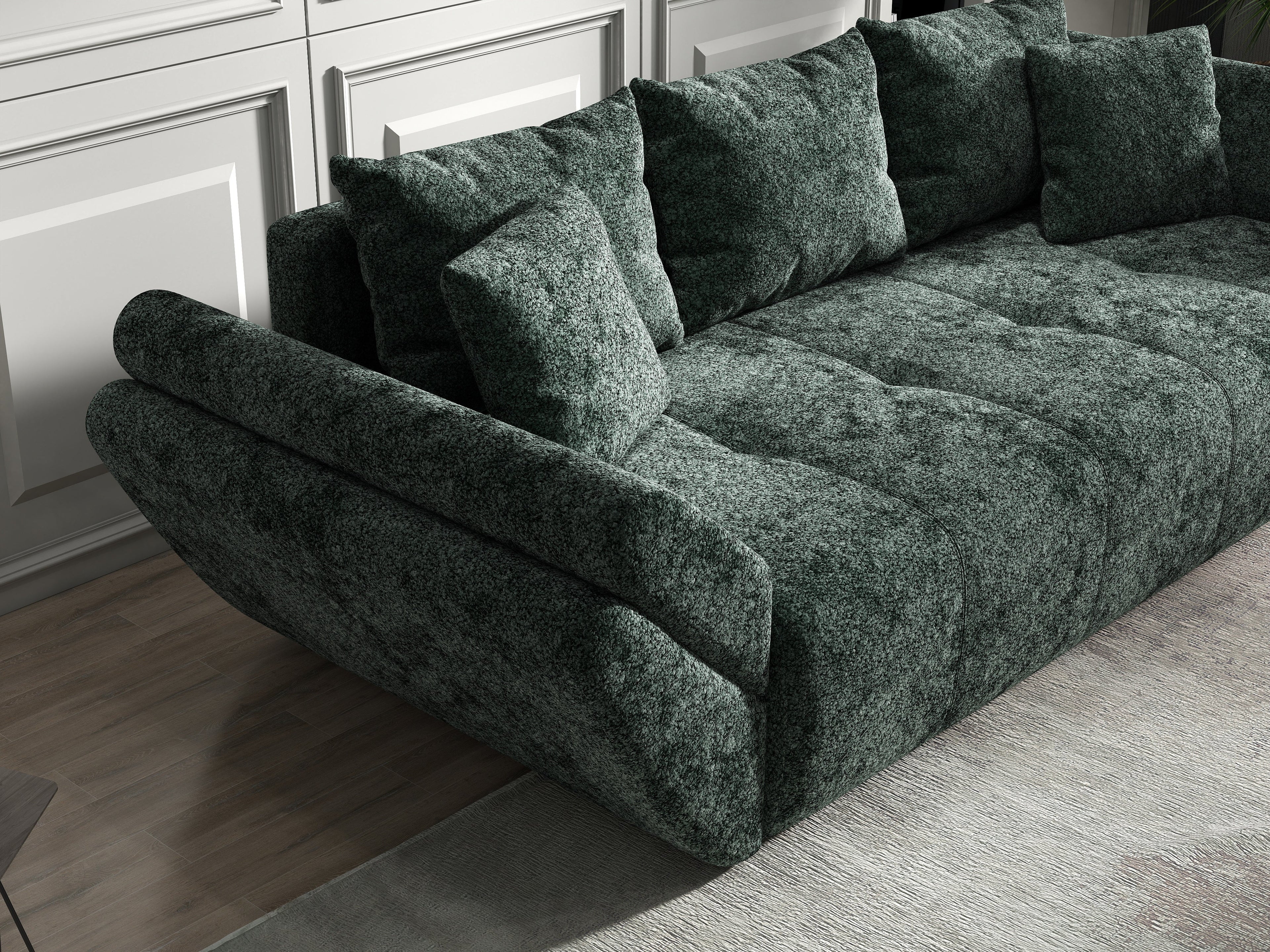 Canapea extensibilă dumonde cu ladă de depozitare si sezut confortabil din spuma high-density, Berlin Euphoria Green 250x100 cm