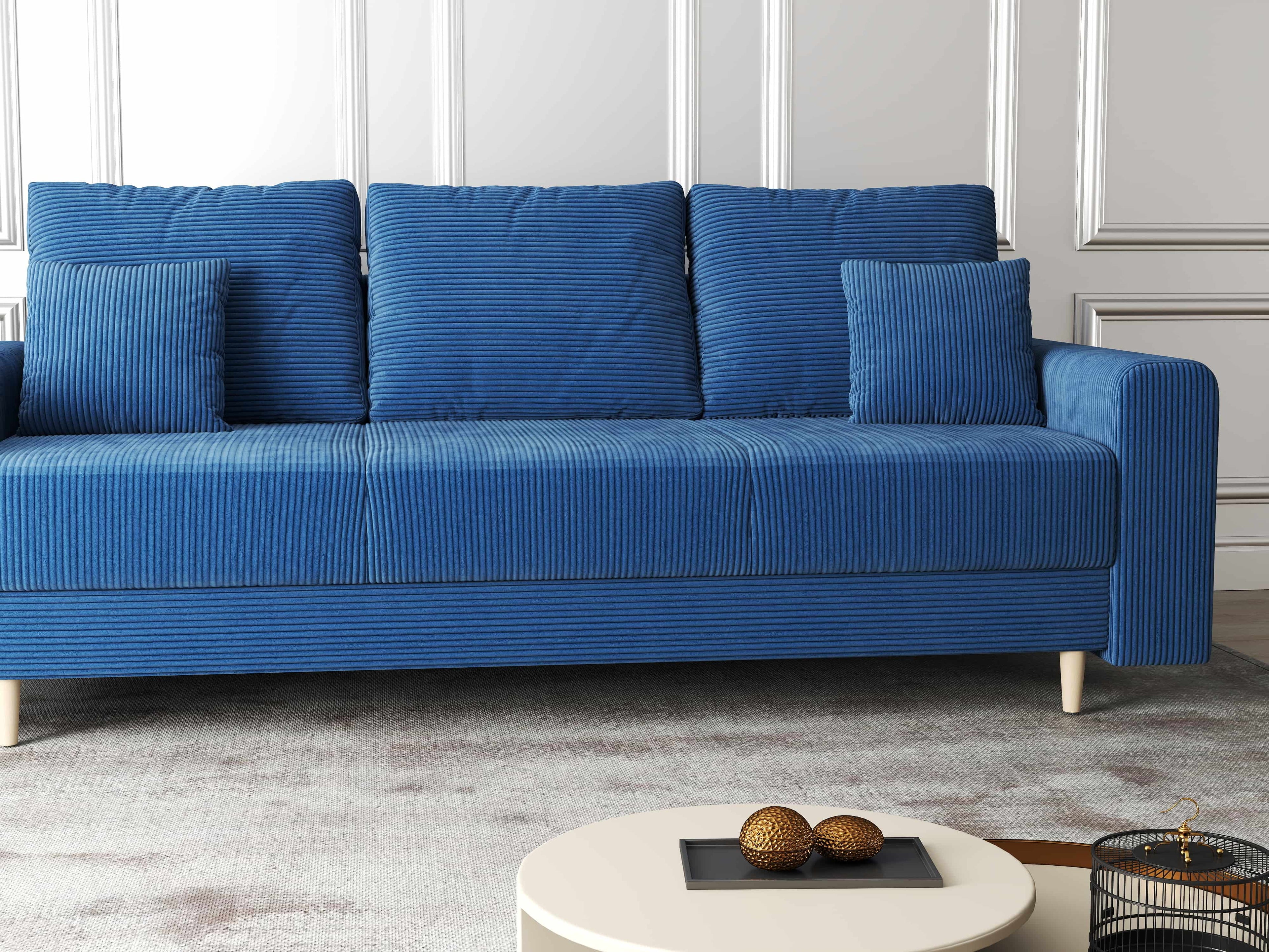 Canapea extensibilă dumonde cu ladă de depozitare si sezut confortabil din spuma high-density, Kronos Zoom Albastru 210x100 cm