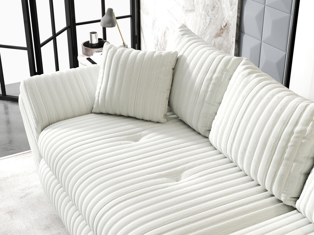 Canapea extensibilă dumonde cu ladă de depozitare si sezut confortabil din spuma high-density, Loana Ambience Ivory 300x100 cm