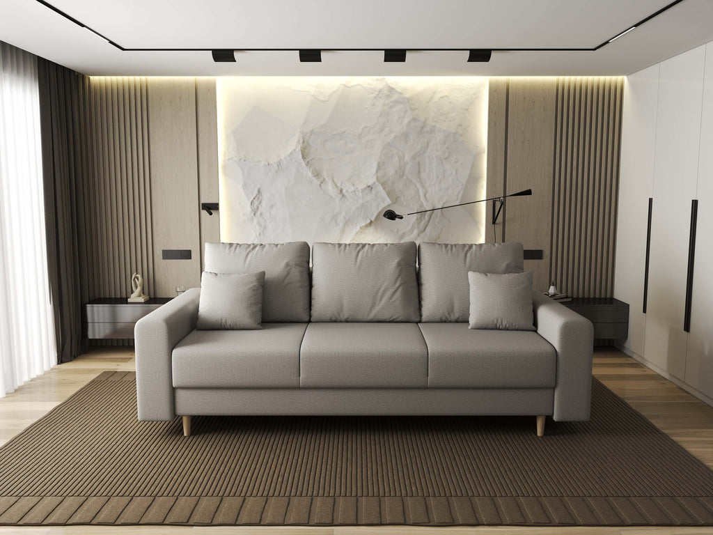 Canapea extensibilă dumonde cu ladă de depozitare si sezut confortabil din spuma high-density, Kronos Enjoy Bej 210x100 cm