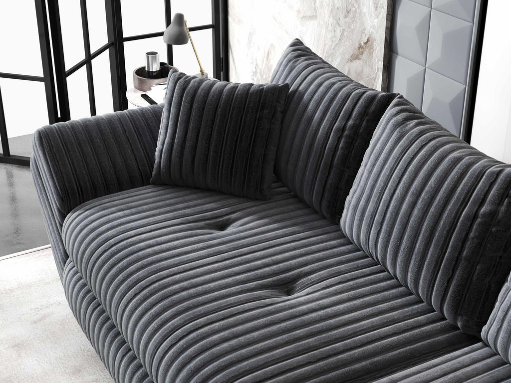 Canapea extensibilă dumonde cu ladă de depozitare si sezut confortabil din spuma high-density, Loana Ambience Gri 300x100 cm