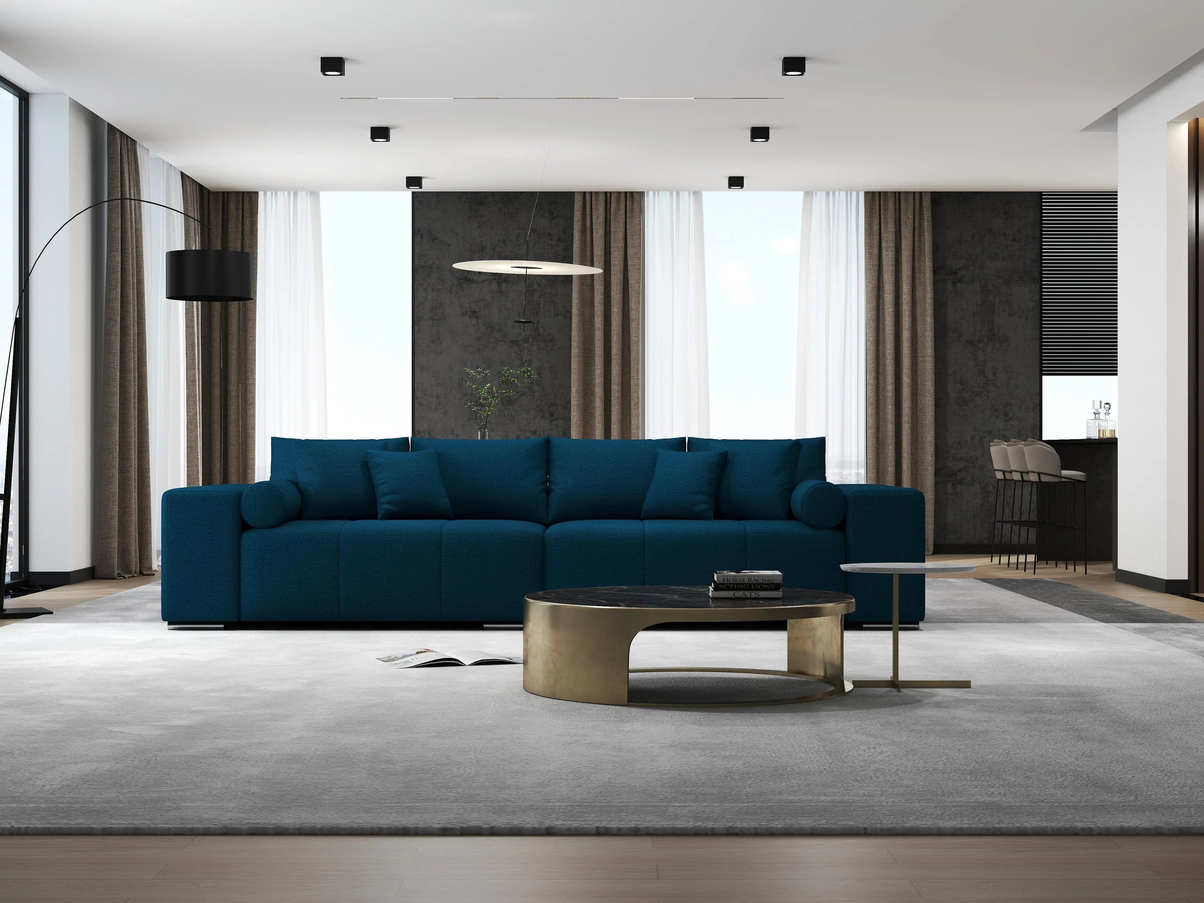 Canapea extensibilă dumonde cu ladă de depozitare si sezut confortabil din spuma high-density, Marbela Enjoy Petrol XXL 295x100 cm