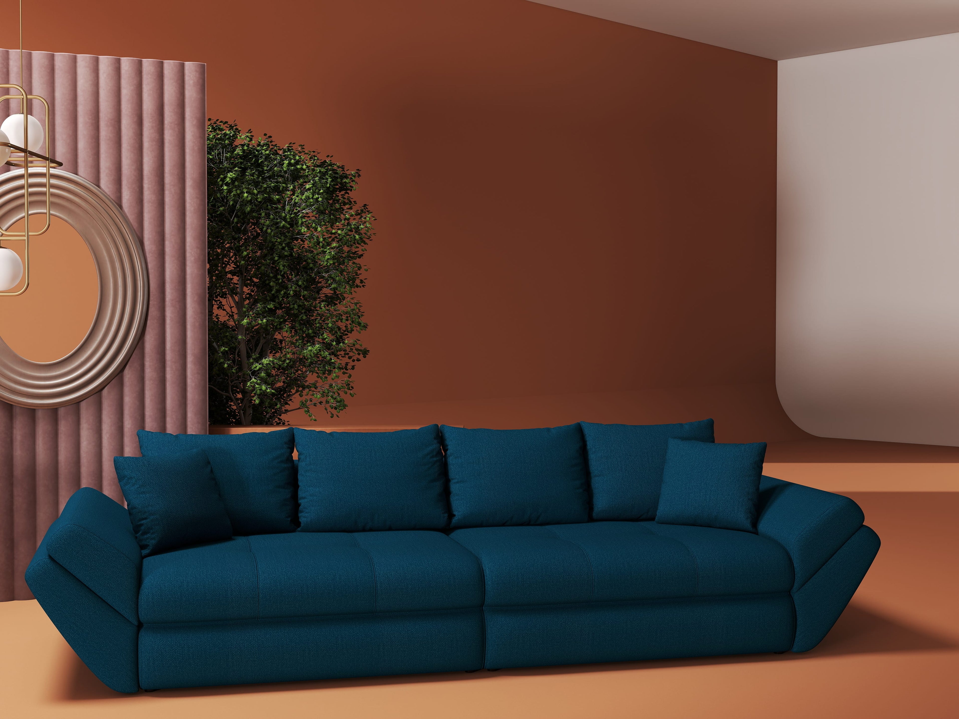 Canapea extensibilă dumonde cu ladă de depozitare si sezut confortabil din spuma high-density, Loana Enjoy Petrol 300x100 cm
