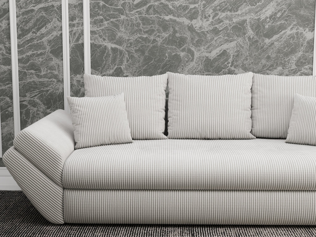 Canapea extensibilă dumonde cu ladă de depozitare si sezut confortabil din spuma high-density, Loana Zoom Cream 250x100 cm