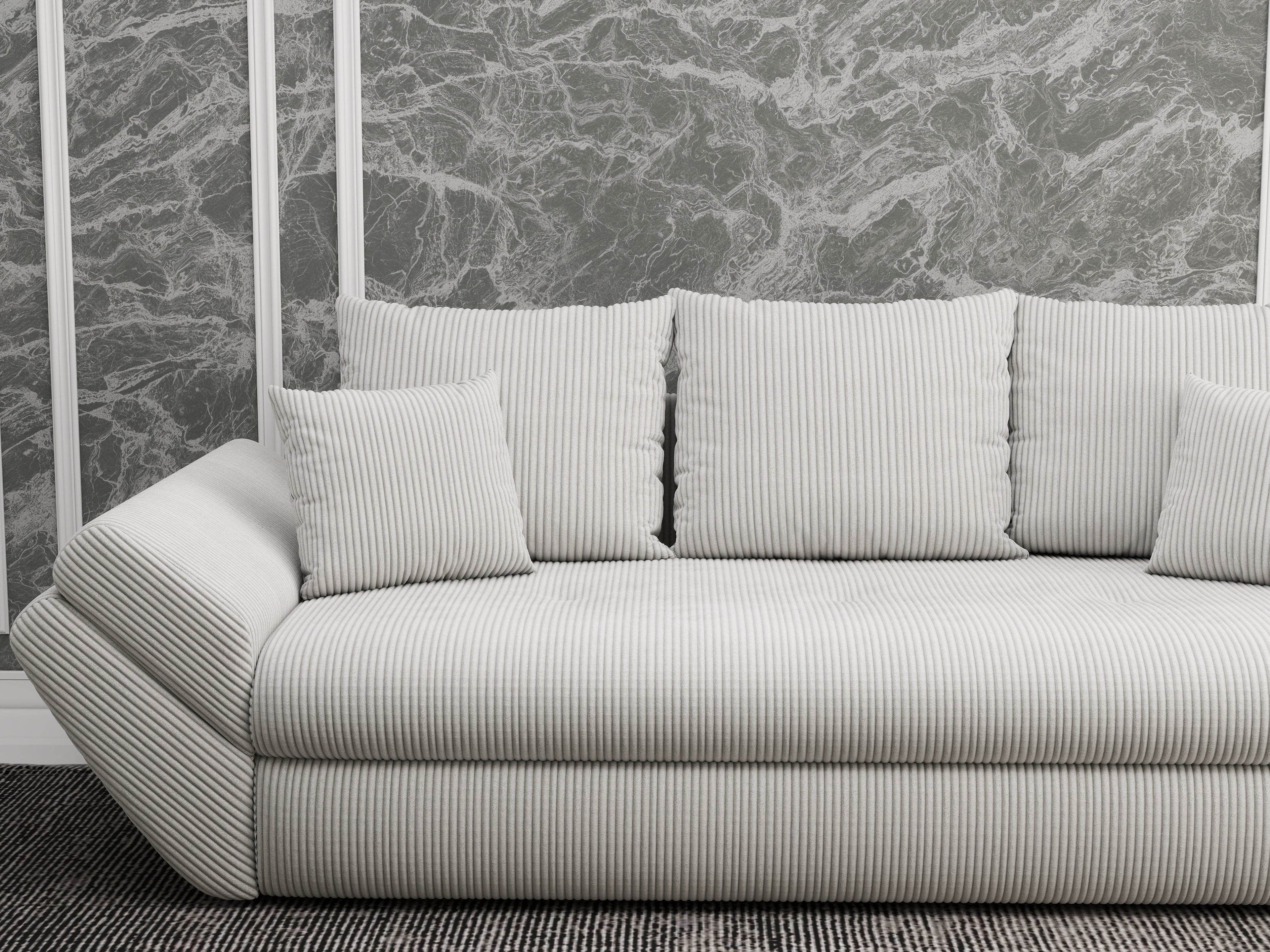 Canapea extensibilă dumonde cu ladă de depozitare si sezut confortabil din spuma high-density, Loana Zoom Cream 250x100 cm