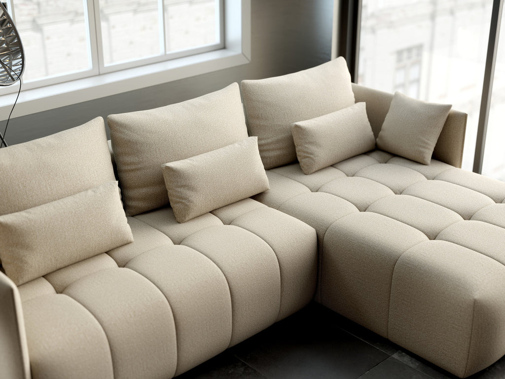 Colțar extensibil dumonde cu ladă de depozitare si sezut confortabil din spuma high-density, Malta Enjoy Camel II 235x185 cm