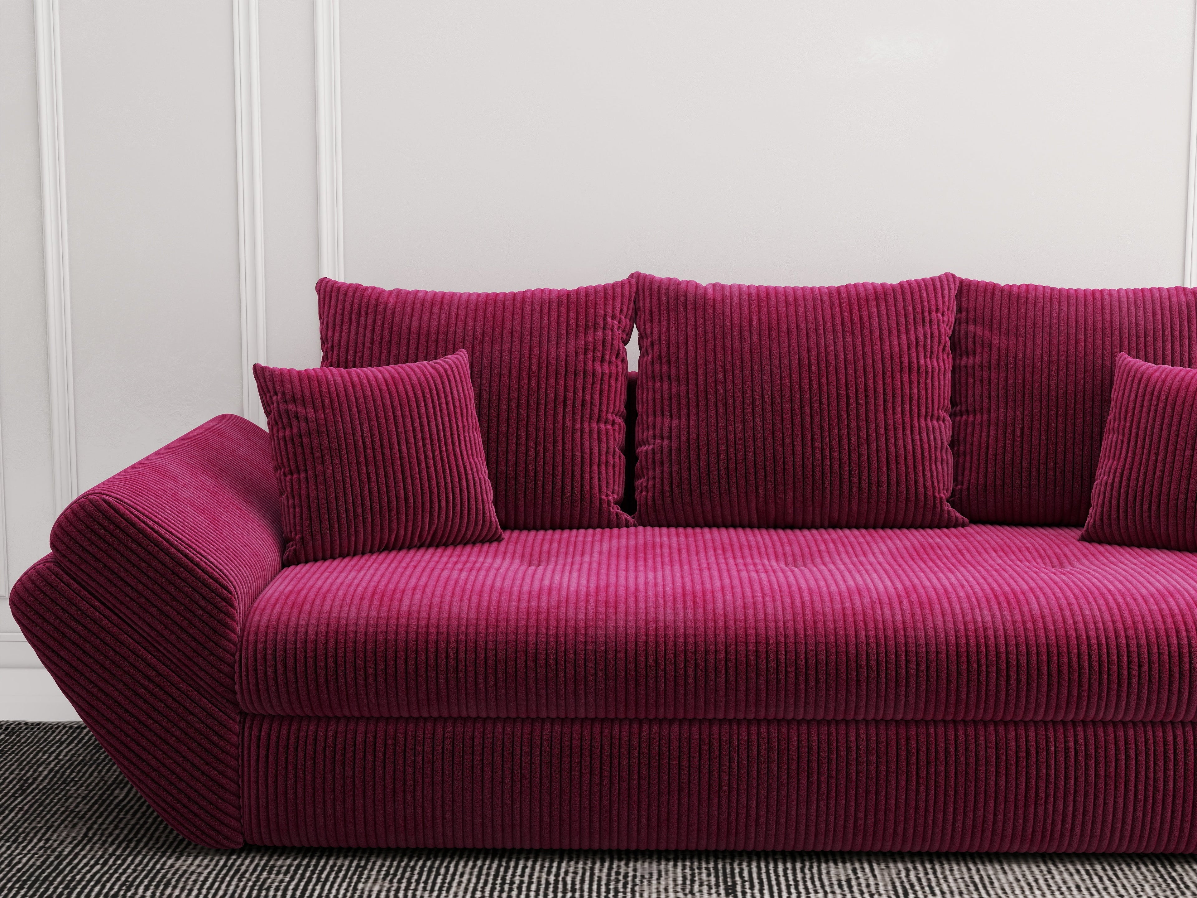Canapea extensibilă dumonde cu ladă de depozitare si sezut confortabil din spuma high-density, Loana Zoom Rosu 250x100 cm