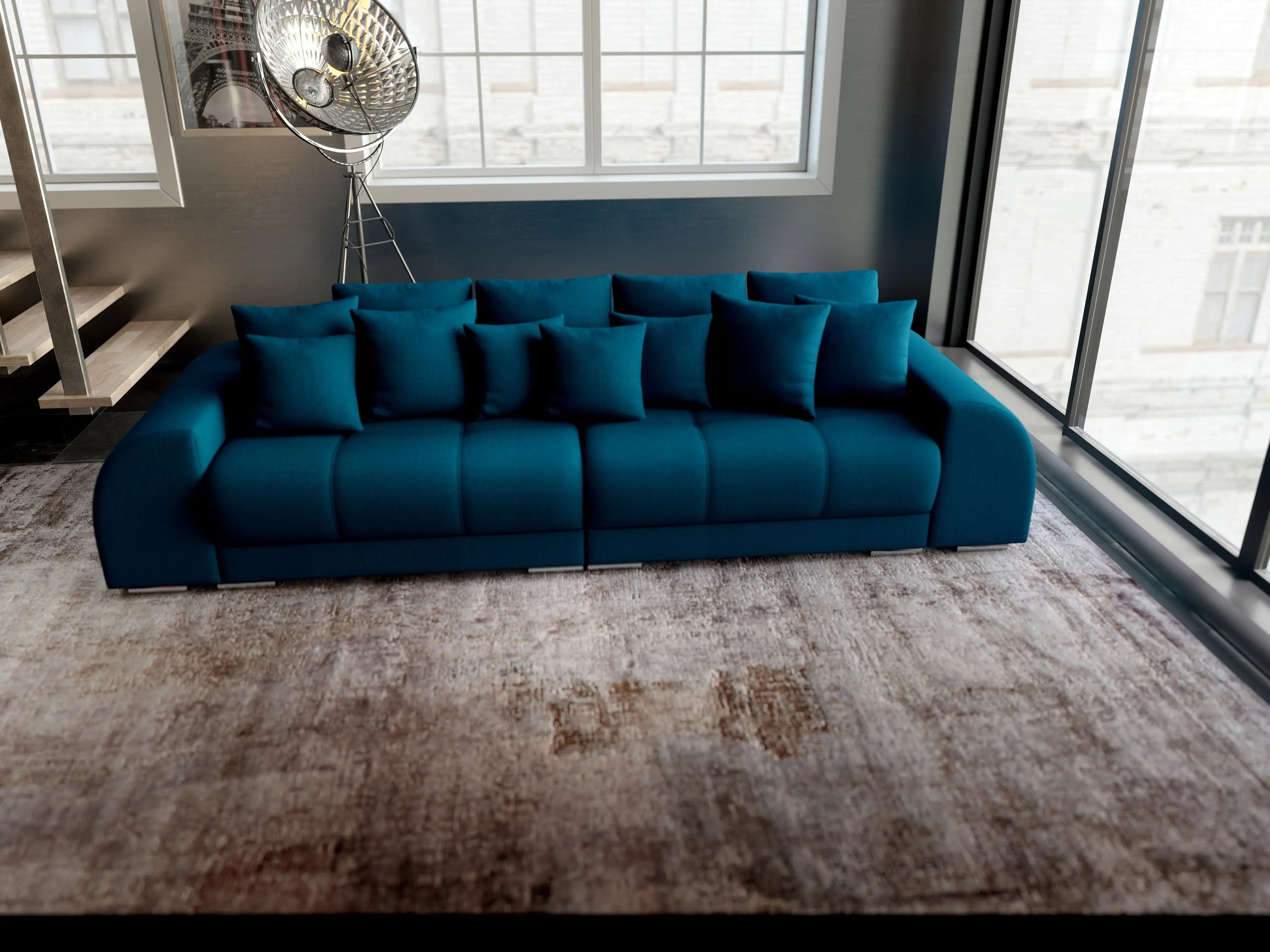 Canapea extensibilă dumonde cu 2 lăzi de depozitare si sezut confortabil din spuma high-density, Verona Enjoy Petrol 310x100 cm