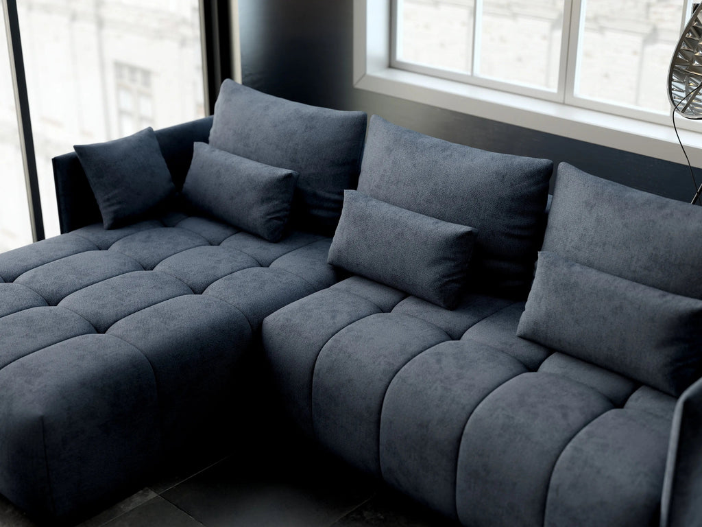 Colțar extensibil dumonde cu ladă de depozitare si sezut confortabil din spuma high-density, Malta Enjoy Antracit 235x185 cm