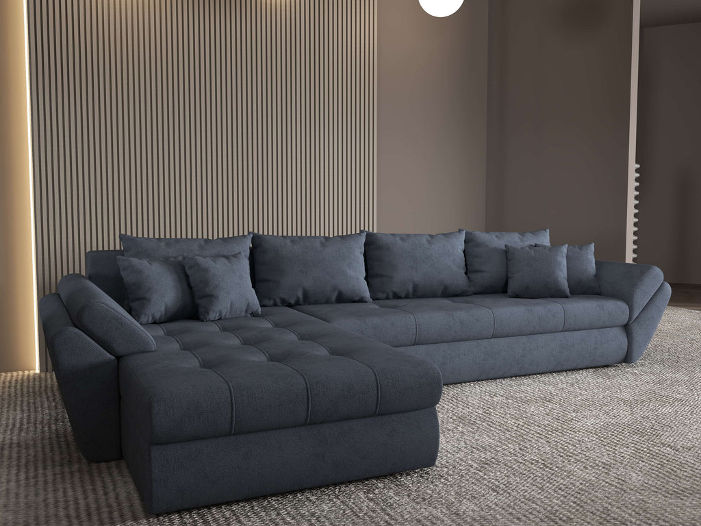 Colțar extensibil dumonde cu ladă de depozitare si sezut confortabil din spuma high-density, Loana XL Enjoy Antracit 335x185 cm