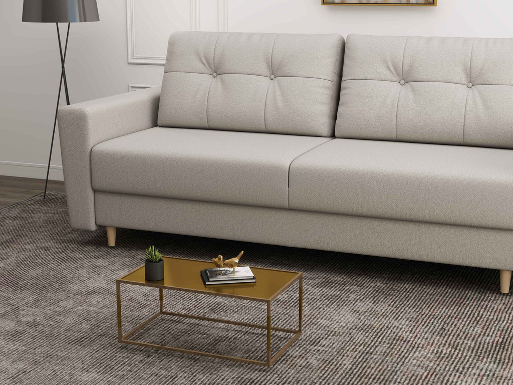 Canapea extensibilă dumonde cu ladă de depozitare si sezut confortabil din spuma high-density, Summer Enjoy Bej 225x100 cm