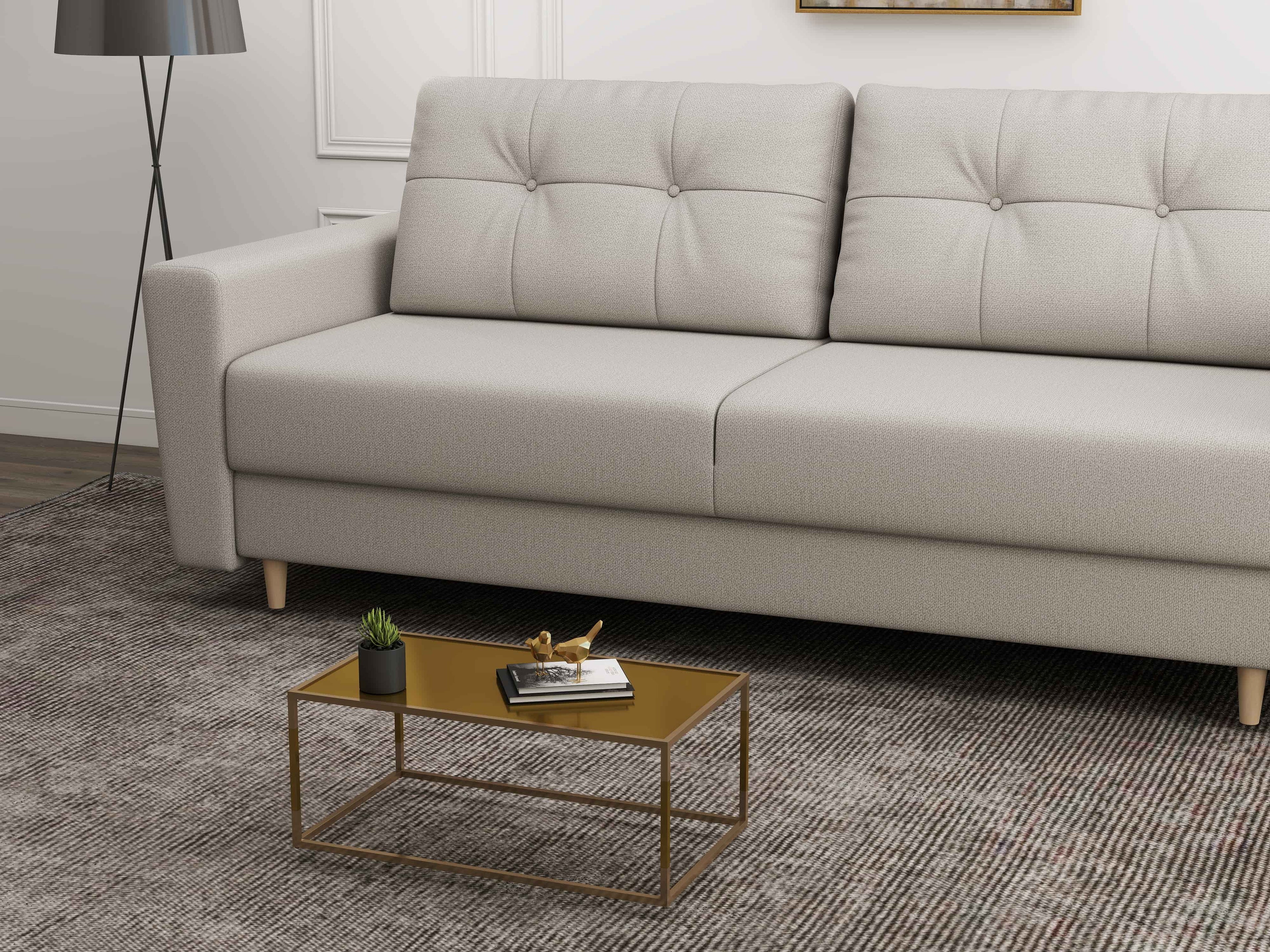 Canapea extensibilă dumonde cu ladă de depozitare si sezut confortabil din spuma high-density, Summer Enjoy Bej 225x100 cm