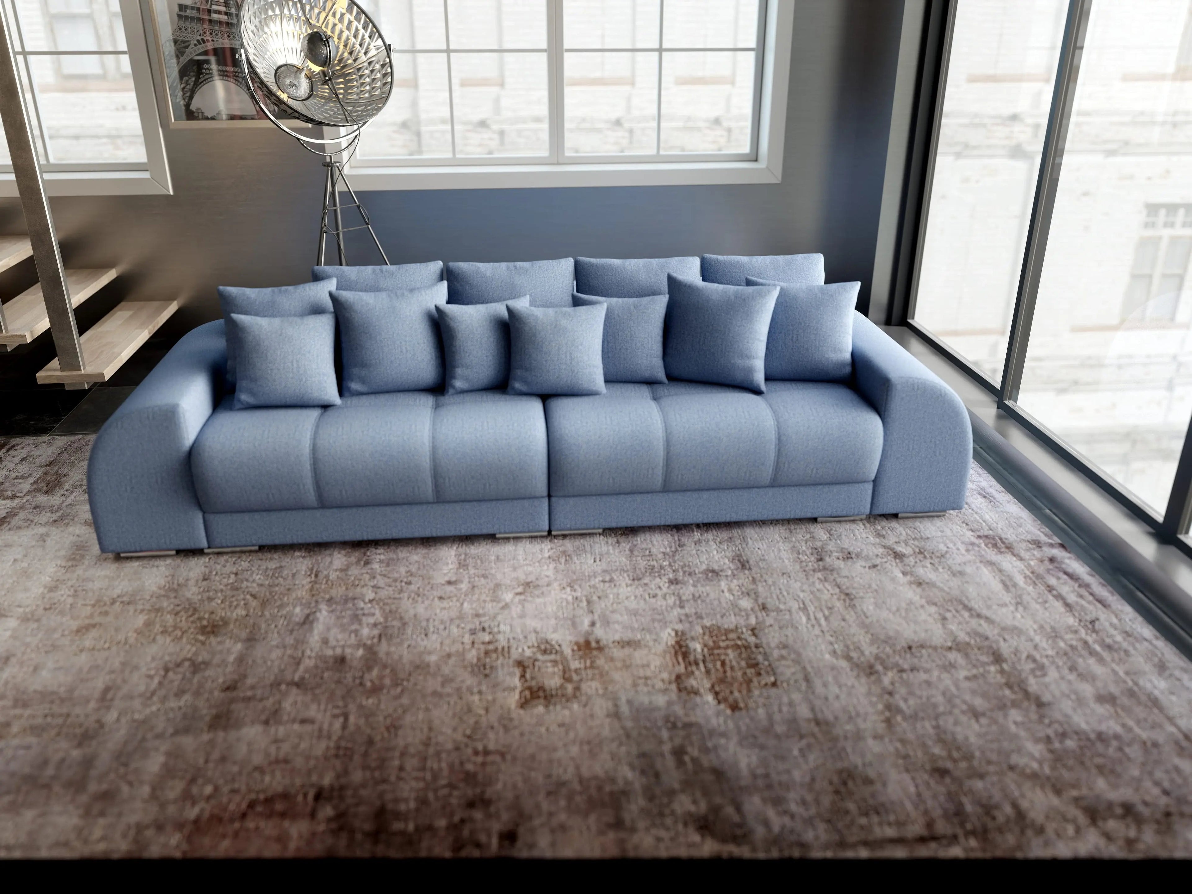 Canapea extensibilă dumonde cu 2 lăzi de depozitare si sezut confortabil din spuma high-density, Verona Enjoy Blue 310x100 cm