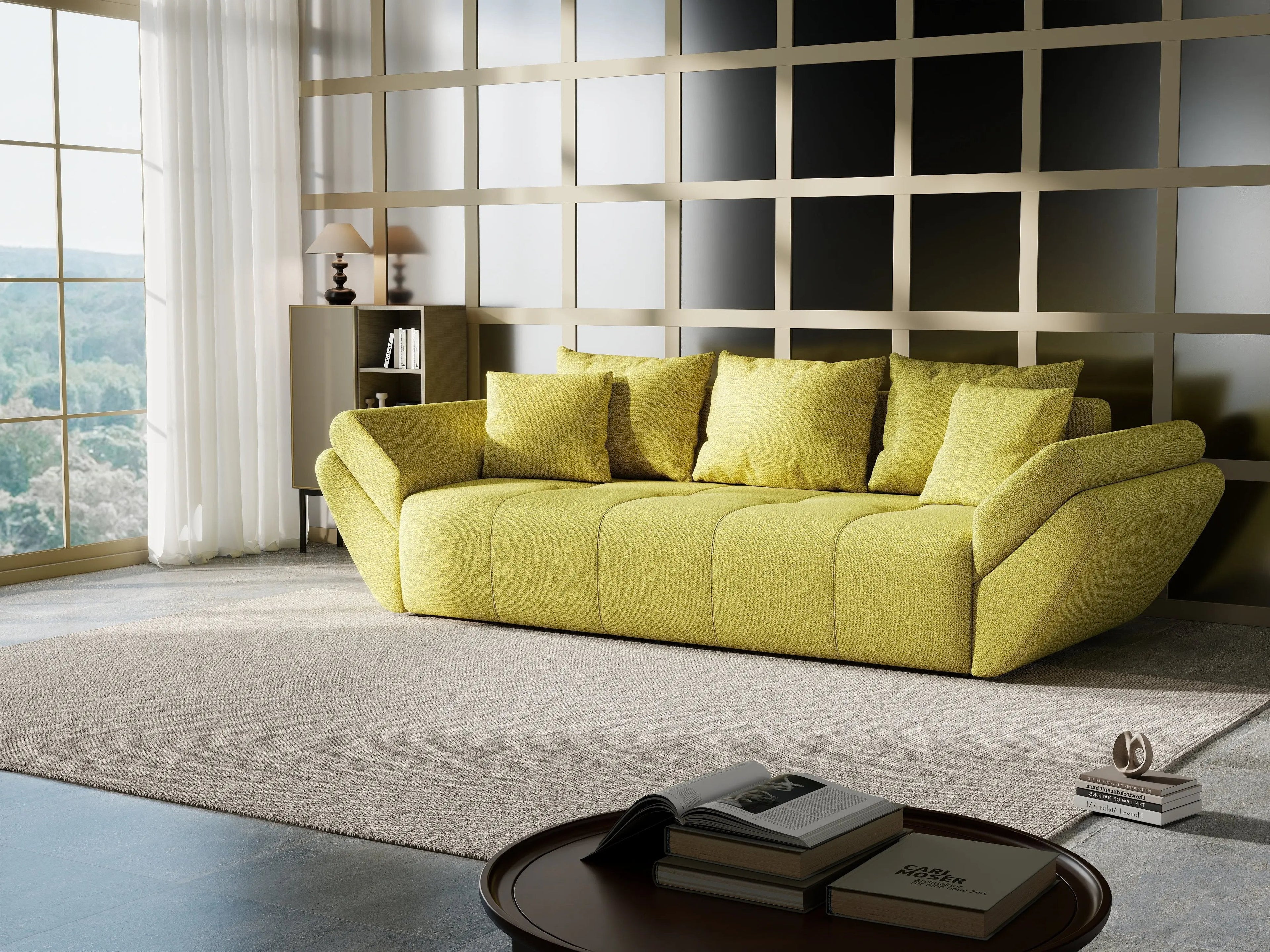 Canapea extensibilă dumonde cu ladă de depozitare si sezut confortabil din spuma high-density, Berlin Enjoy Green 250x100 cm