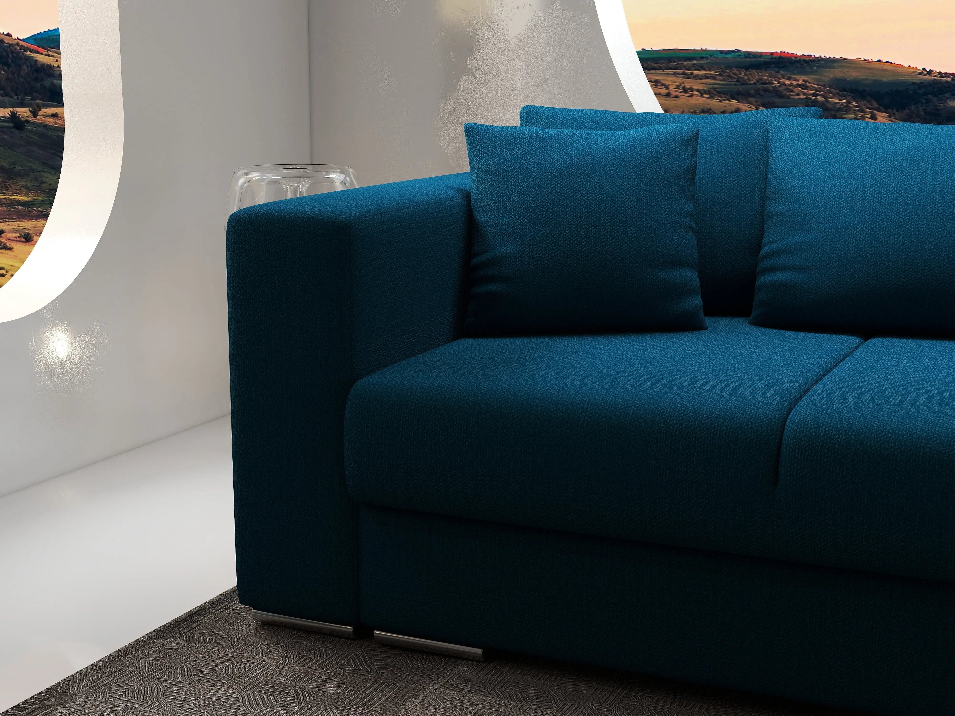 Canapea extensibilă dumonde cu ladă de depozitare si sezut confortabil din spuma high-density, Gloria Enjoy Petrol 240x100 cm