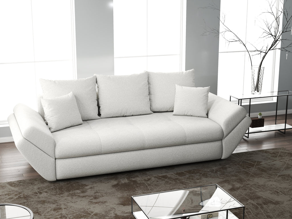 Canapea extensibilă dumonde cu ladă de depozitare si sezut confortabil din spuma high-density, Loana Euphoria Ivory 250x100 cm