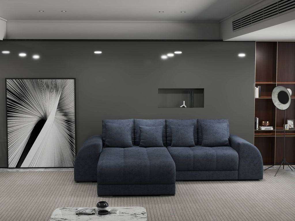 Colțar extensibil dumonde cu ladă de depozitare si sezut confortabil din spuma high-density, Verona Enjoy Antracit 290x185 cm