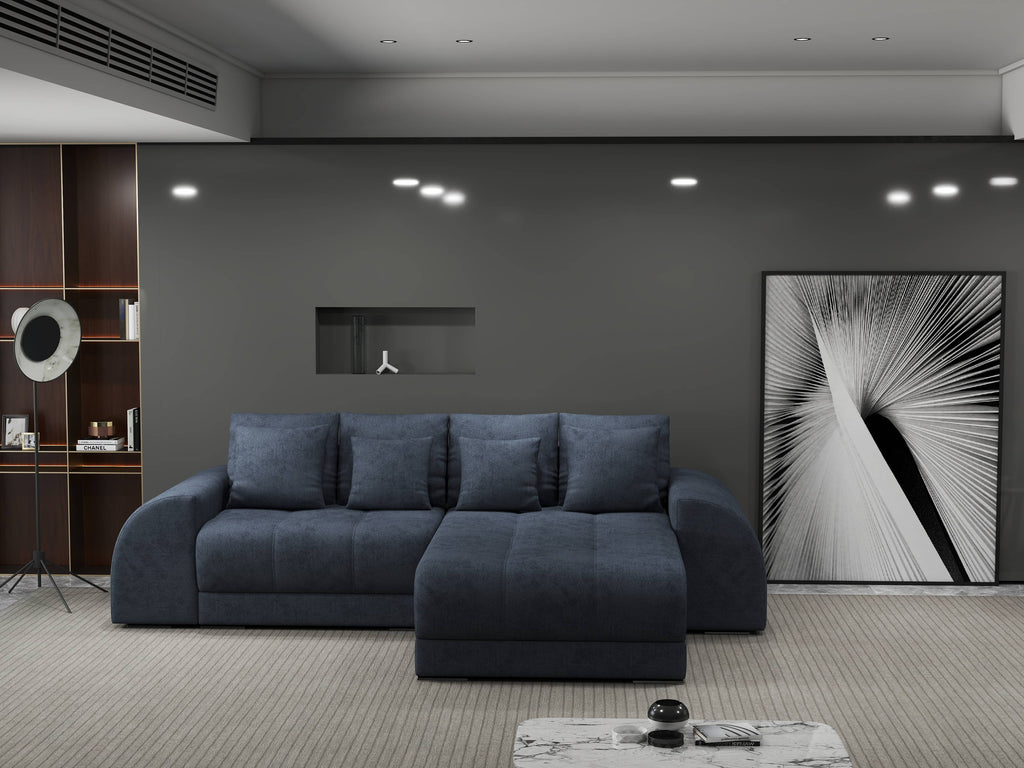 Colțar extensibil dumonde cu ladă de depozitare si sezut confortabil din spuma high-density, Verona Enjoy Antracit II 290x185 cm