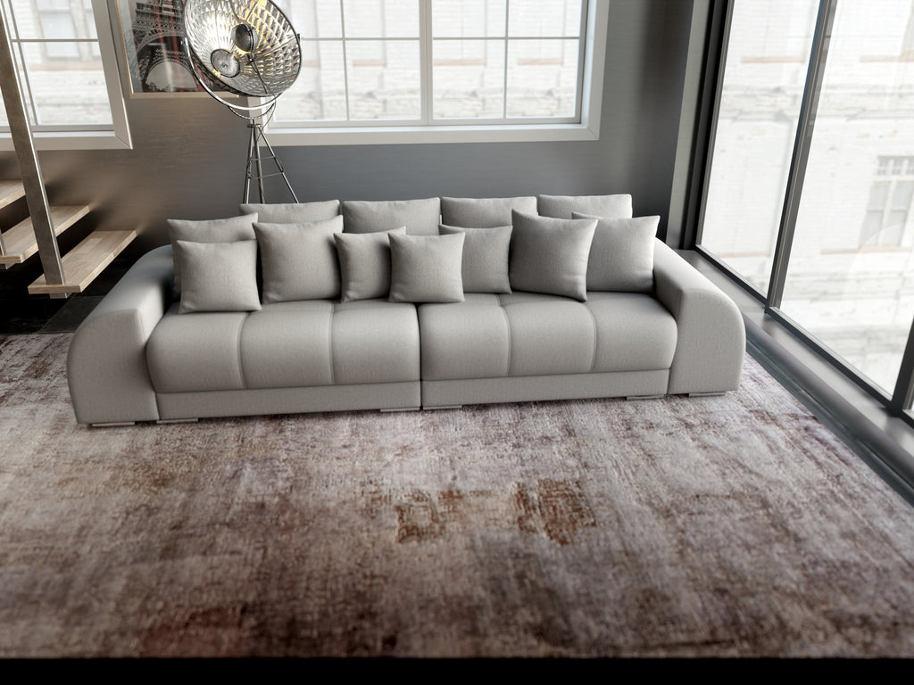 Canapea extensibilă dumonde cu 2 lăzi de depozitare si sezut confortabil din spuma high-density, Verona Enjoy Silver 310x100 cm