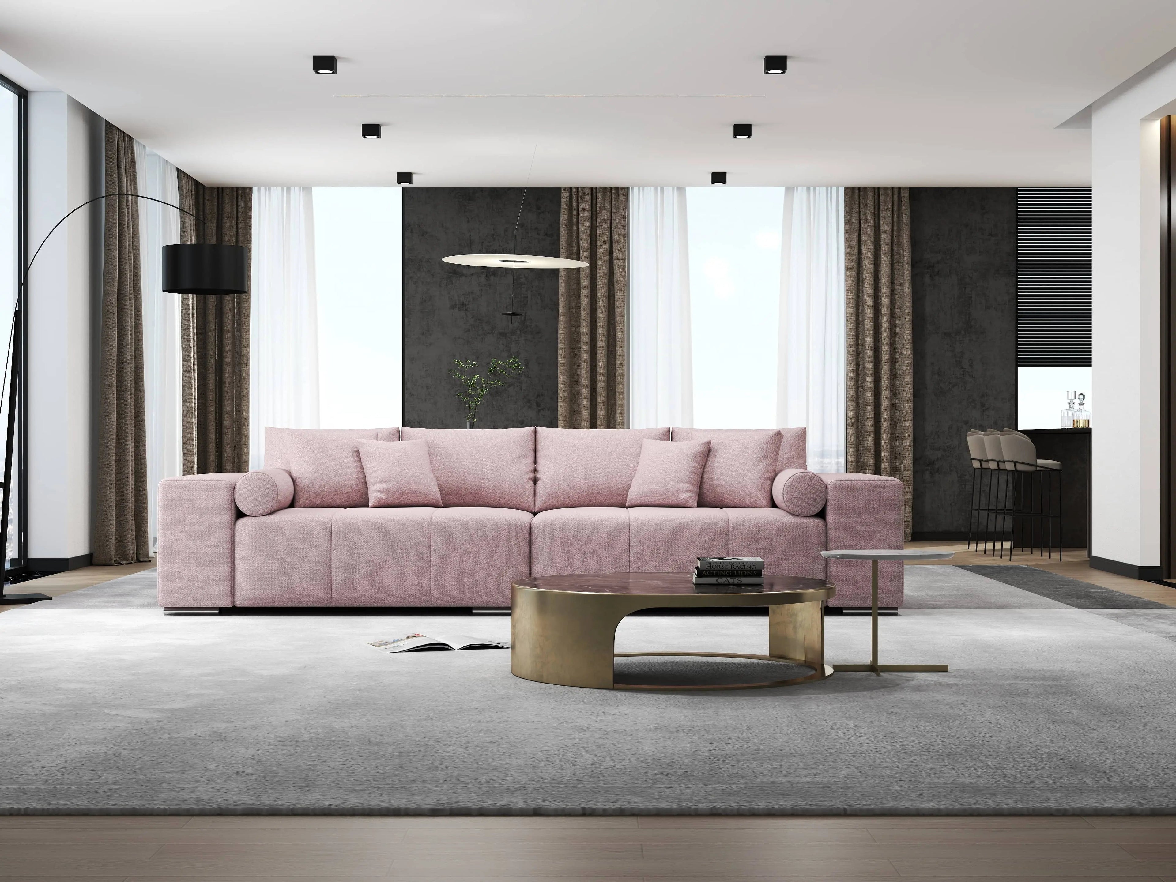 Canapea extensibilă dumonde cu ladă de depozitare si sezut confortabil din spuma high-density, Marbela Enjoy Flamingo XXL 295x100 cm