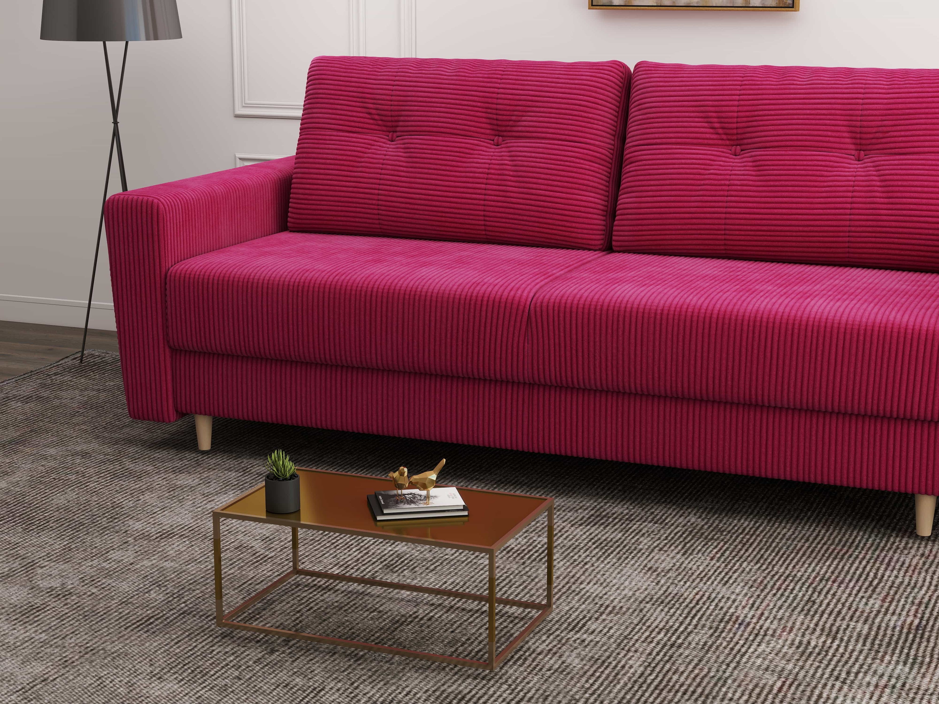 Canapea extensibilă dumonde cu ladă de depozitare si sezut confortabil din spuma high-density, Summer Zoom Rosu 225x100 cm