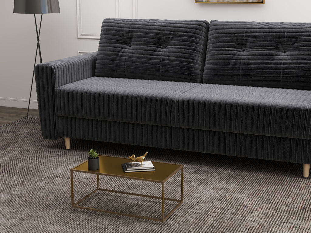 Canapea extensibilă dumonde cu ladă de depozitare si sezut confortabil din spuma high-density, Summer Ambience Gri 225x100 cm