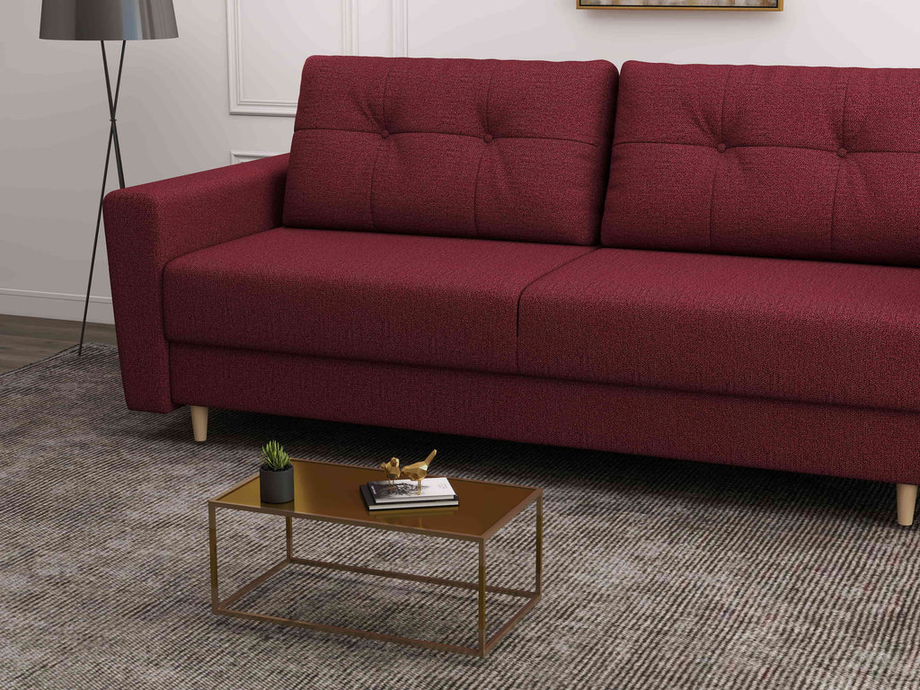 Canapea extensibilă dumonde cu ladă de depozitare si sezut confortabil din spuma high-density, Summer Enjoy Rosu 225x100 cm