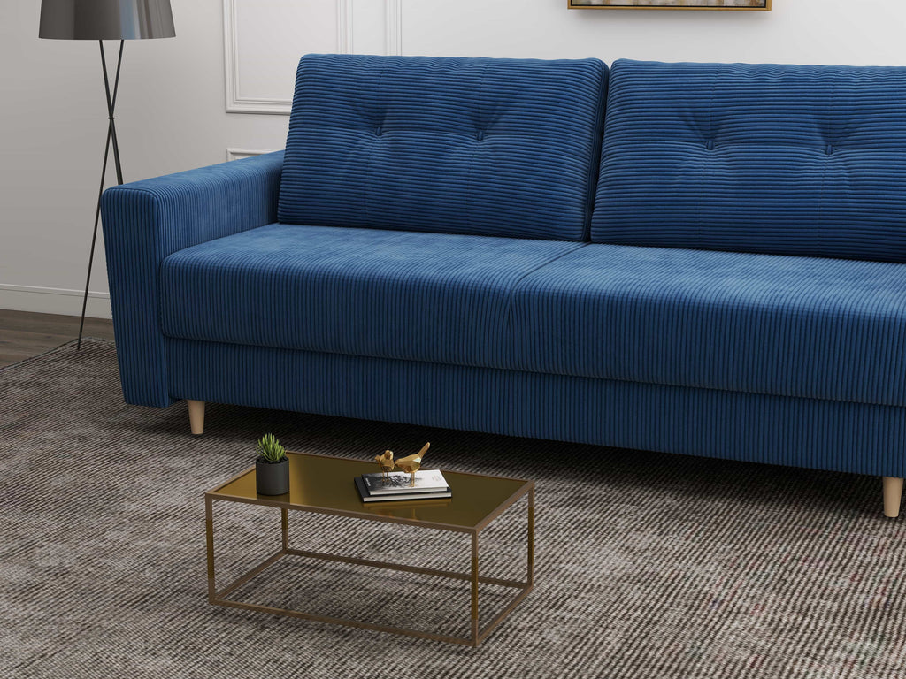 Canapea extensibilă dumonde cu ladă de depozitare si sezut confortabil din spuma high-density, Summer Zoom Albastru 225x100 cm