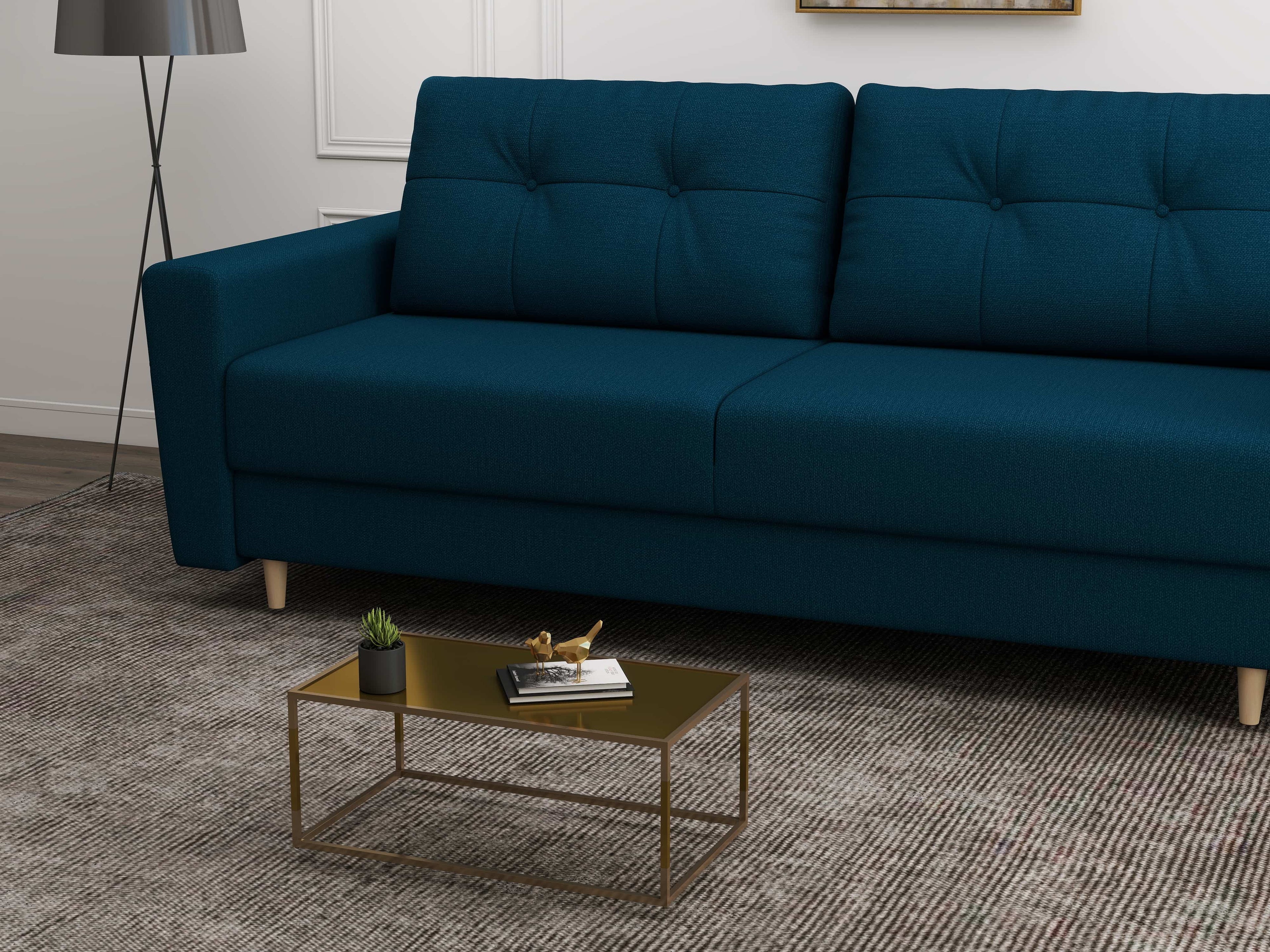 Canapea extensibilă dumonde cu ladă de depozitare si sezut confortabil din spuma high-density, Summer Enjoy Petrol 225x100 cm