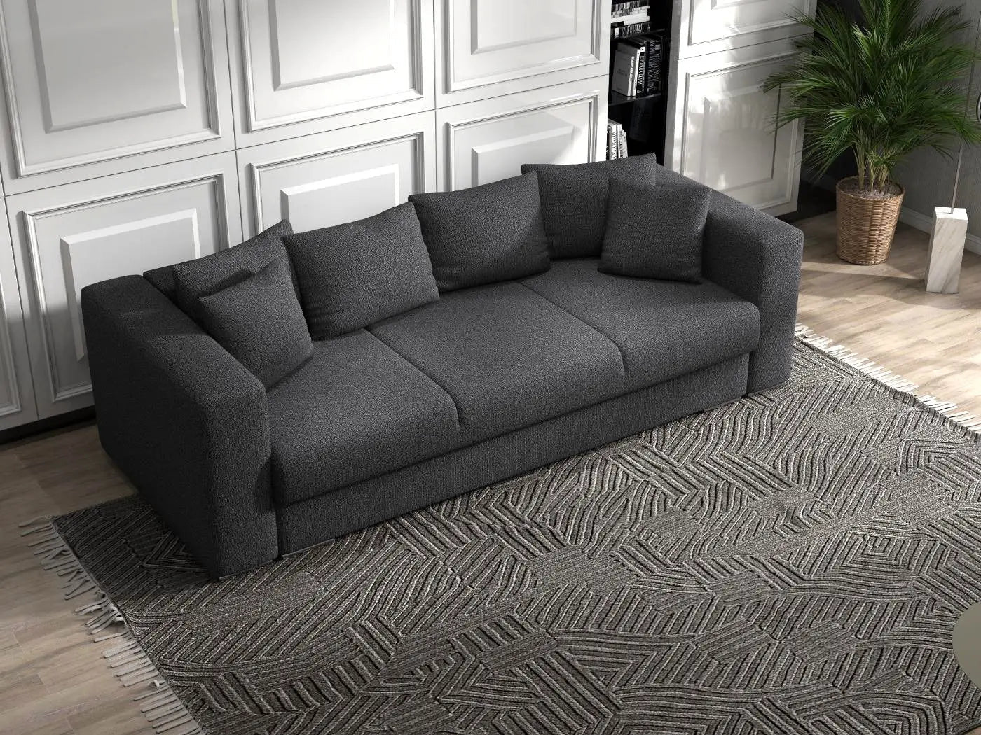 Canapea extensibilă dumonde cu ladă de depozitare si sezut confortabil din spuma high-density, Gloria Enjoy grafit 240x100 cm